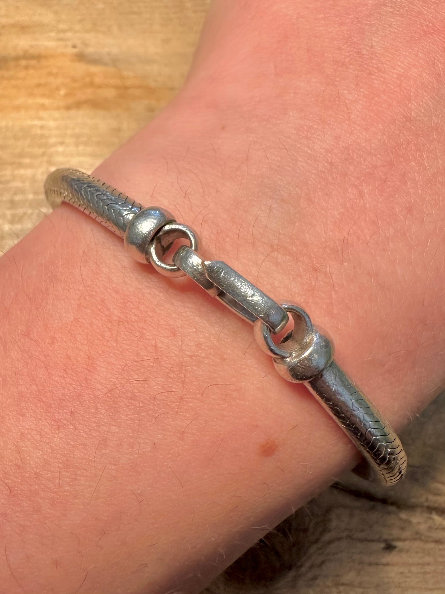 Vintage Thick Snake Chain 925 Silver 7.8 inch Bracelet