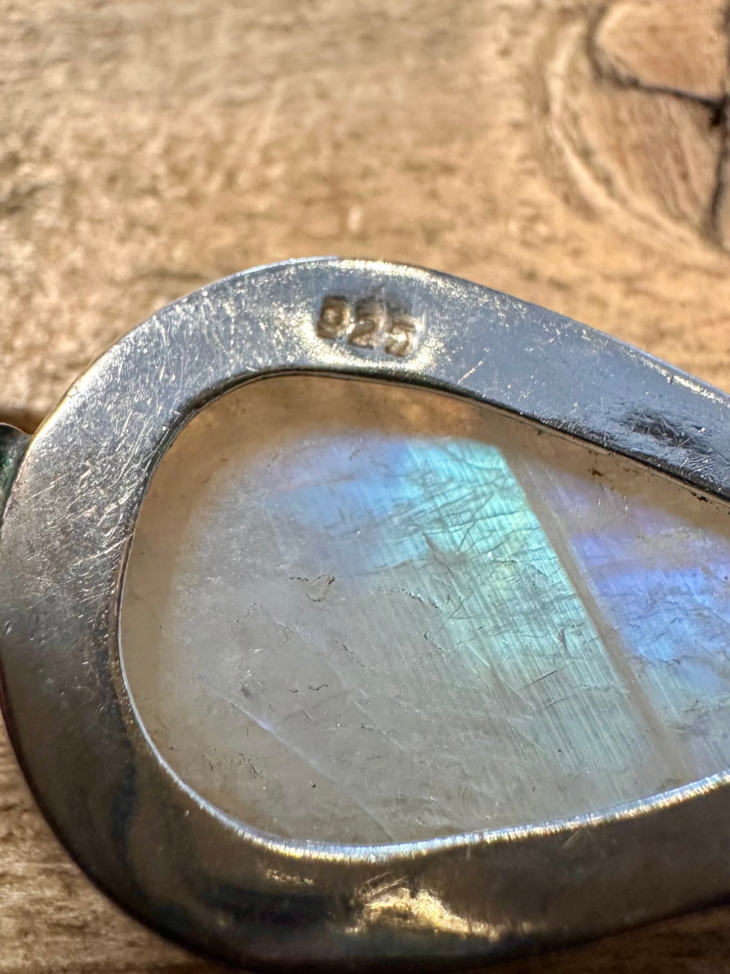 Vintage Moonstone Teardrop 925 Silver Pendant