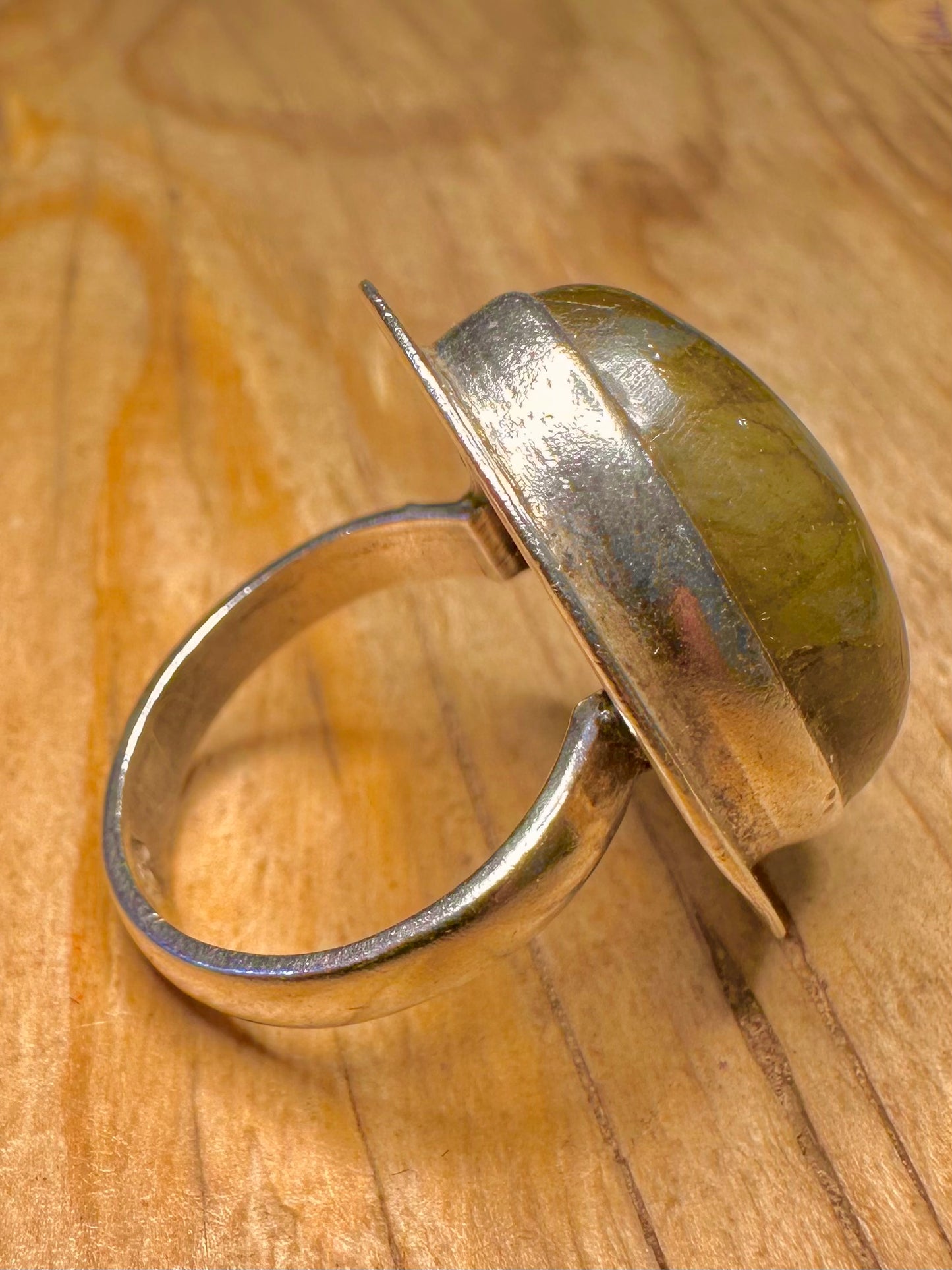 Vintage Labradorite Oval 925 Sterling Silver Size R Ring