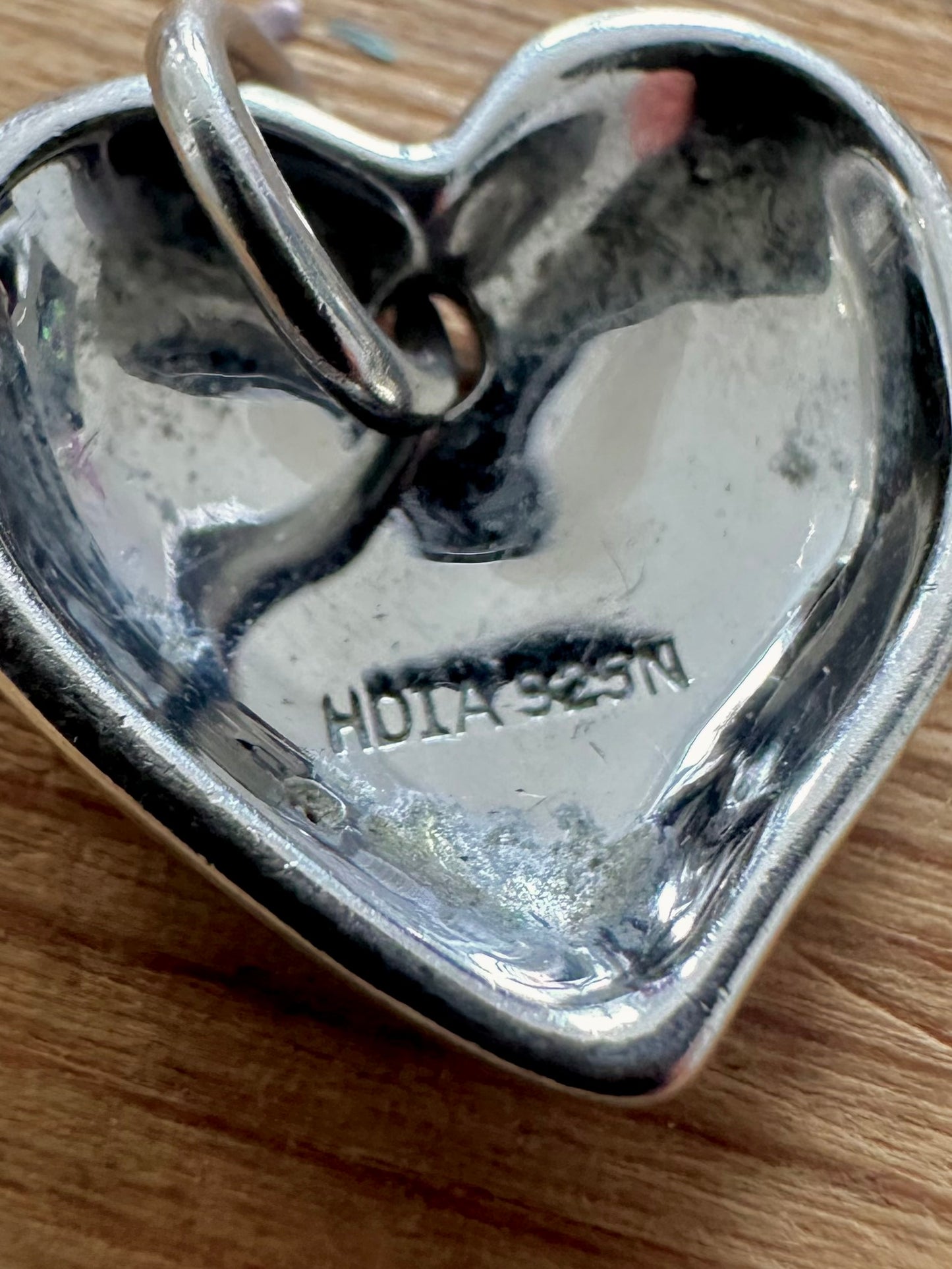 Modern Diamond Hammered Heart 925 Silver Pendant