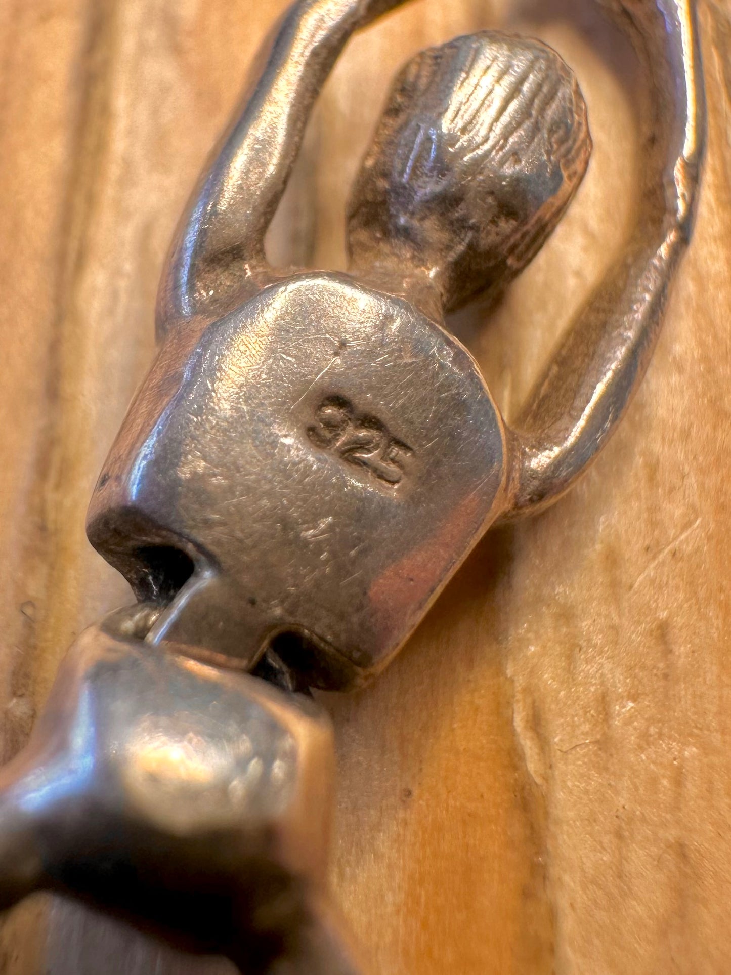 Vintage Moving Dangling Person 925 Sterling Silver Earrings