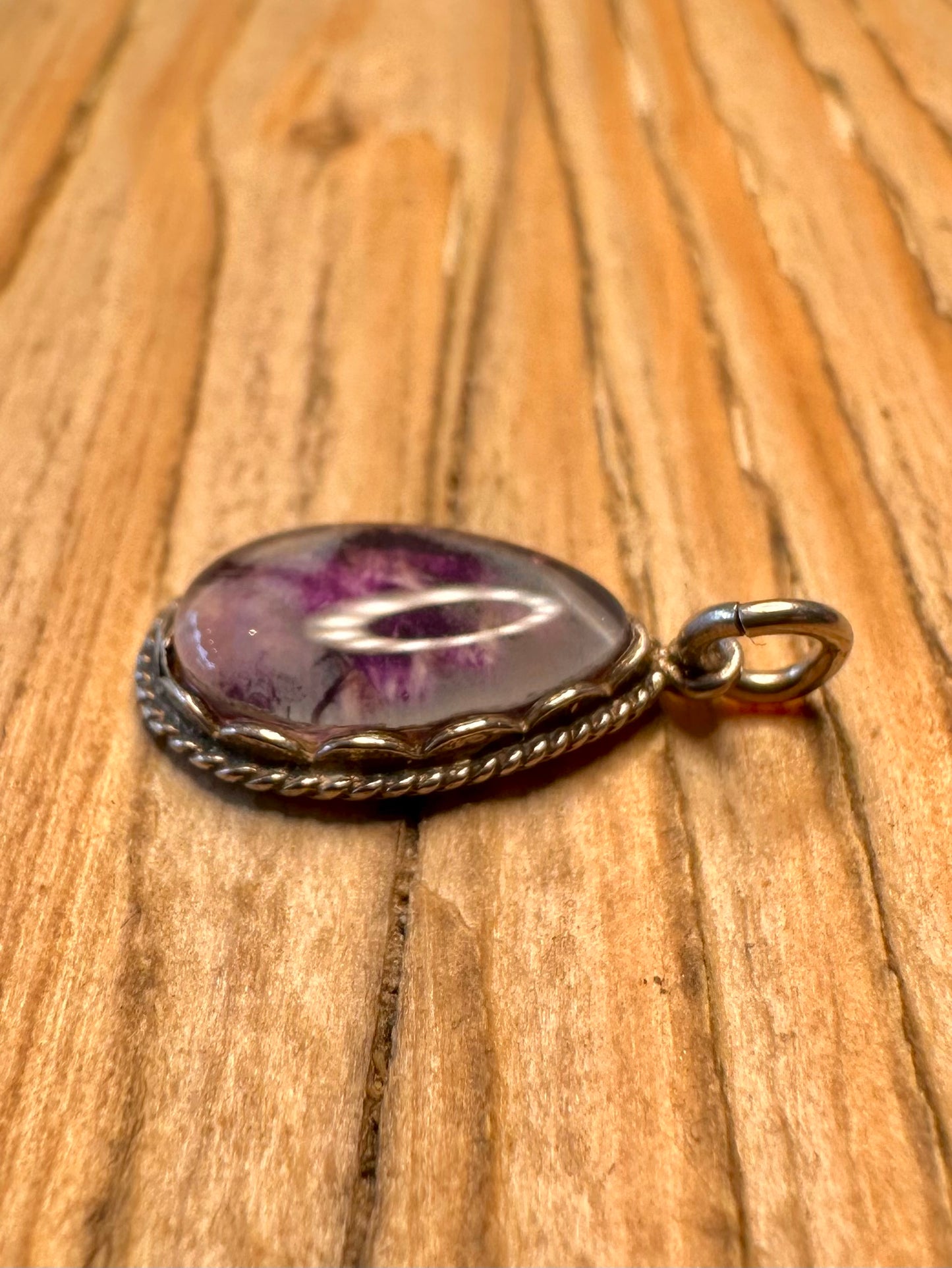 Vintage Purple Stone 925 Sterling Silver Pendant