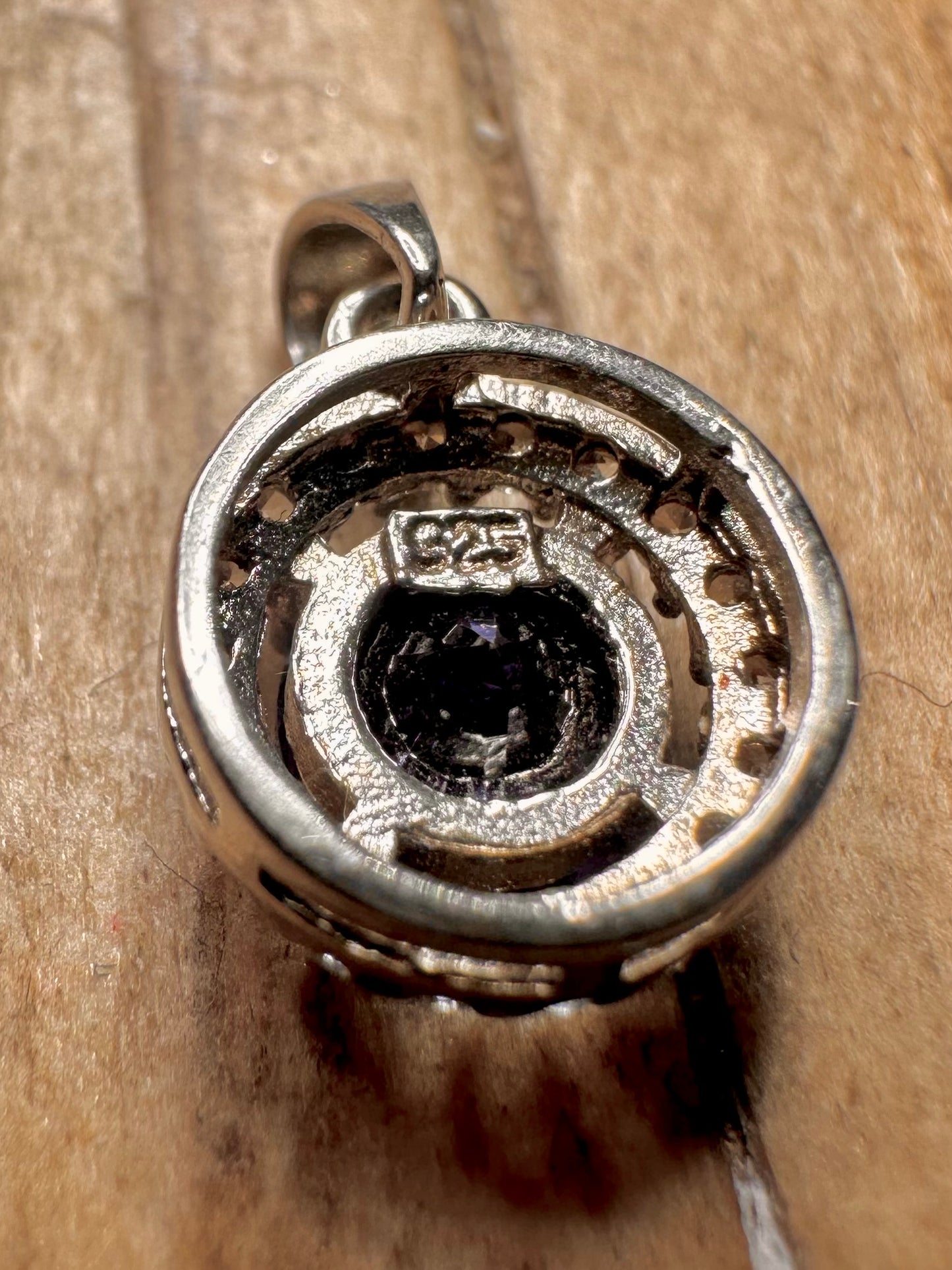 Vintage Blue and White CZ 925 Sterling Silver Pendant