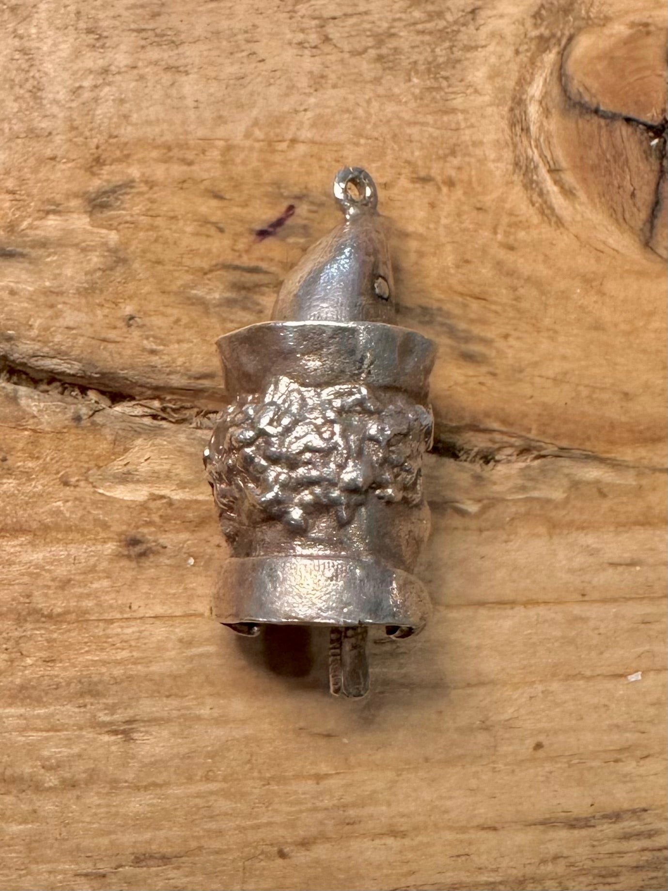 Vintage Rare Punch Head Red Enamel Tongue Articulated Nuvo 925 Silver Charm Pendant