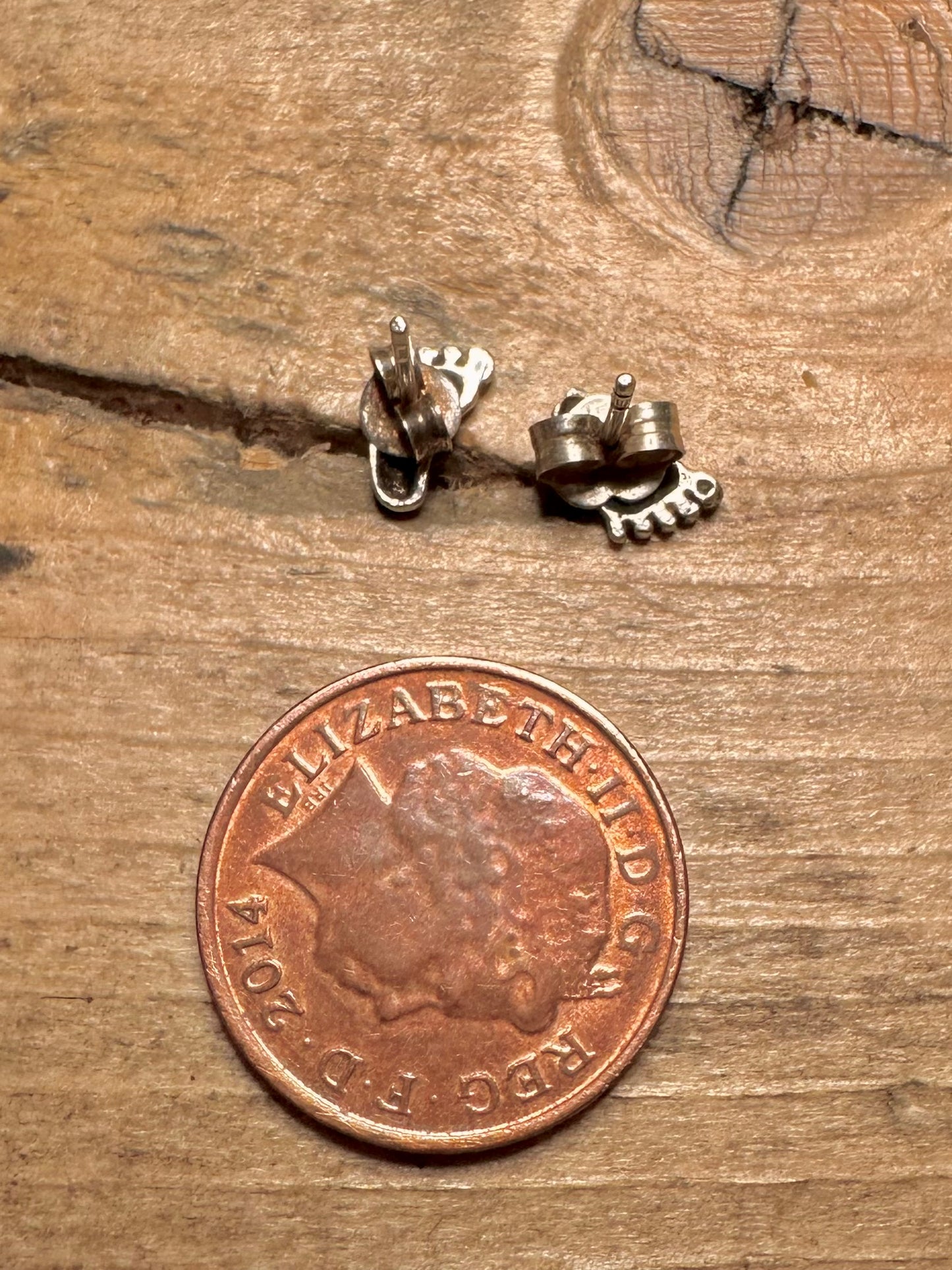 Vintage Feet Stud 925 Silver Earrings
