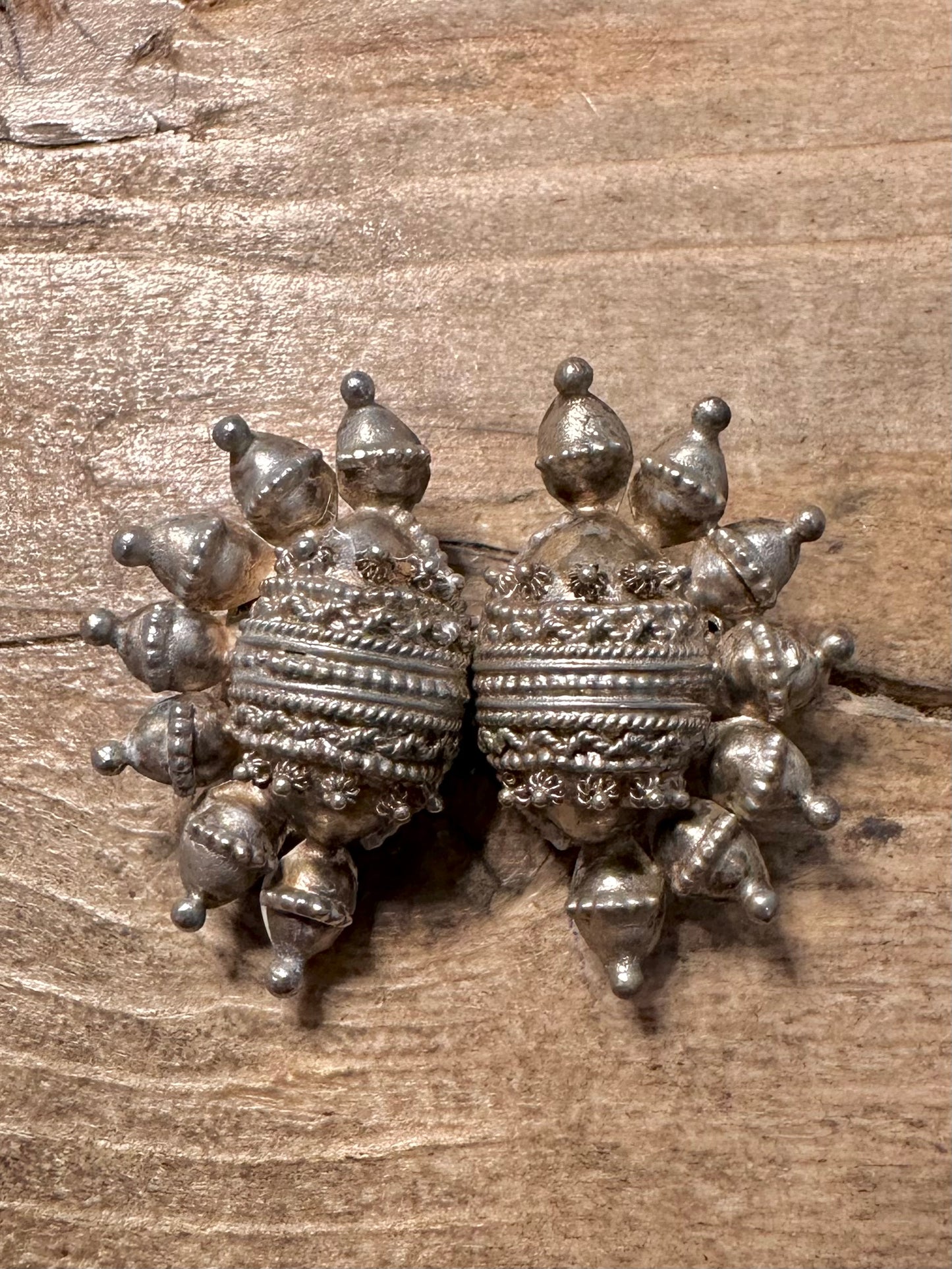 Vintage Tribal Clip on Silver Earrings