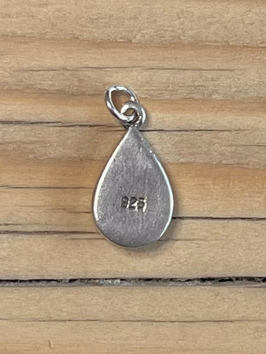 Blue Mother of Pearl Tear Shaped 925 Sterling Silver Pendant