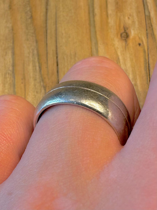 Chunky Rounded Band with Line Maker GM 925 Sterling Silver Size U Ring