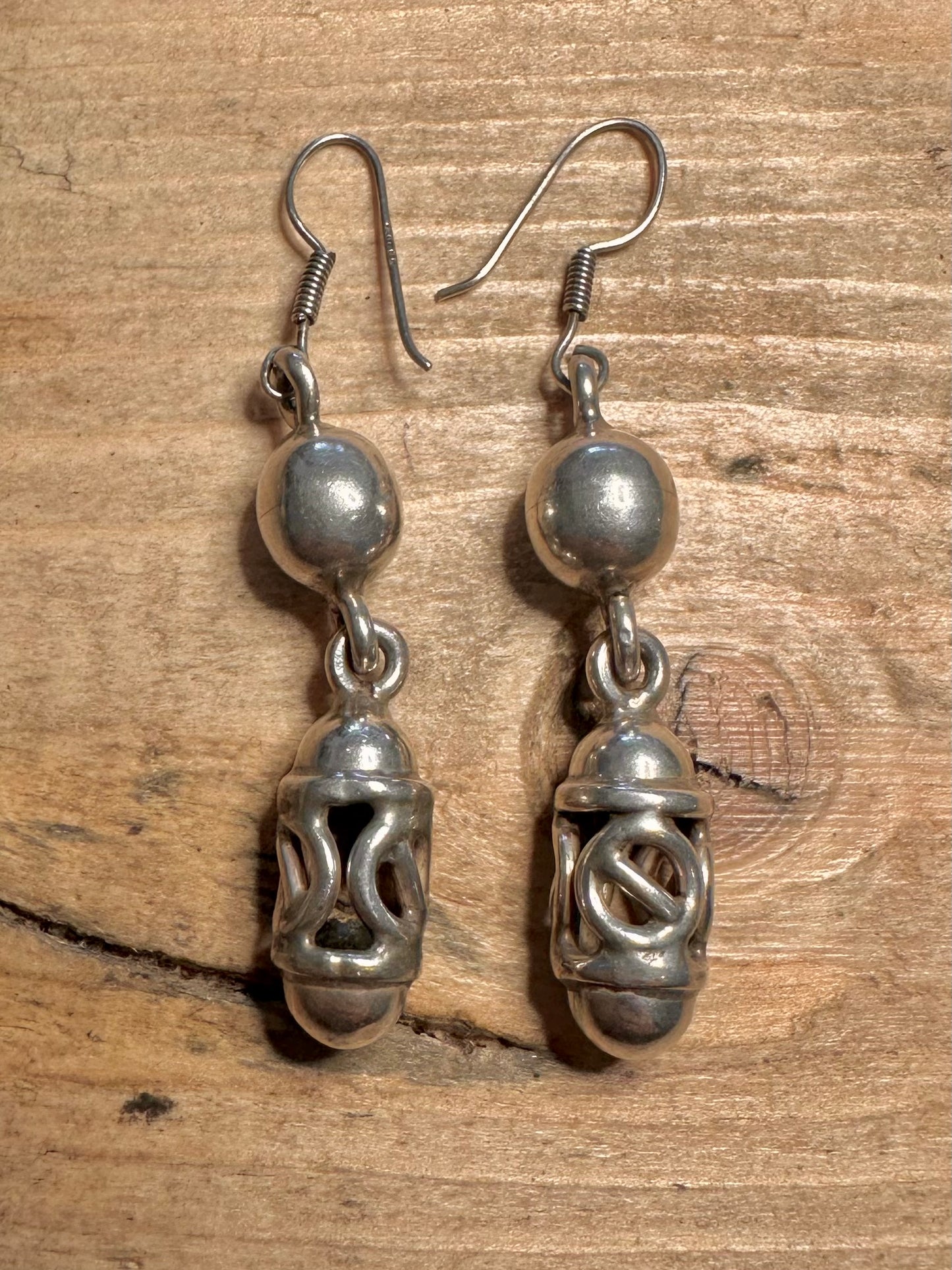 Vintage Tribal Chunky Dangle 925 Silver Earrings