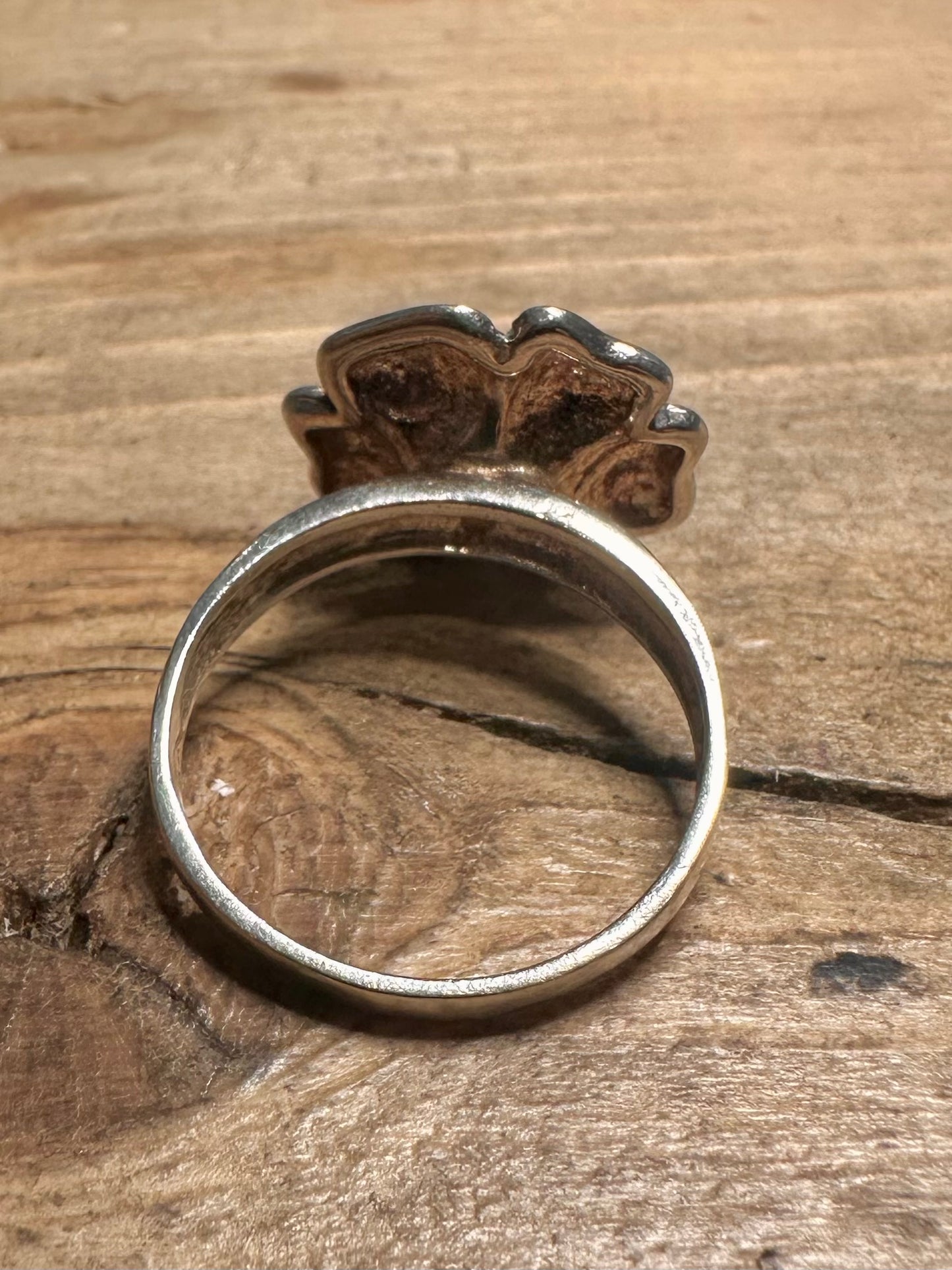 Vintage Flower 925 Silver Size T Ring