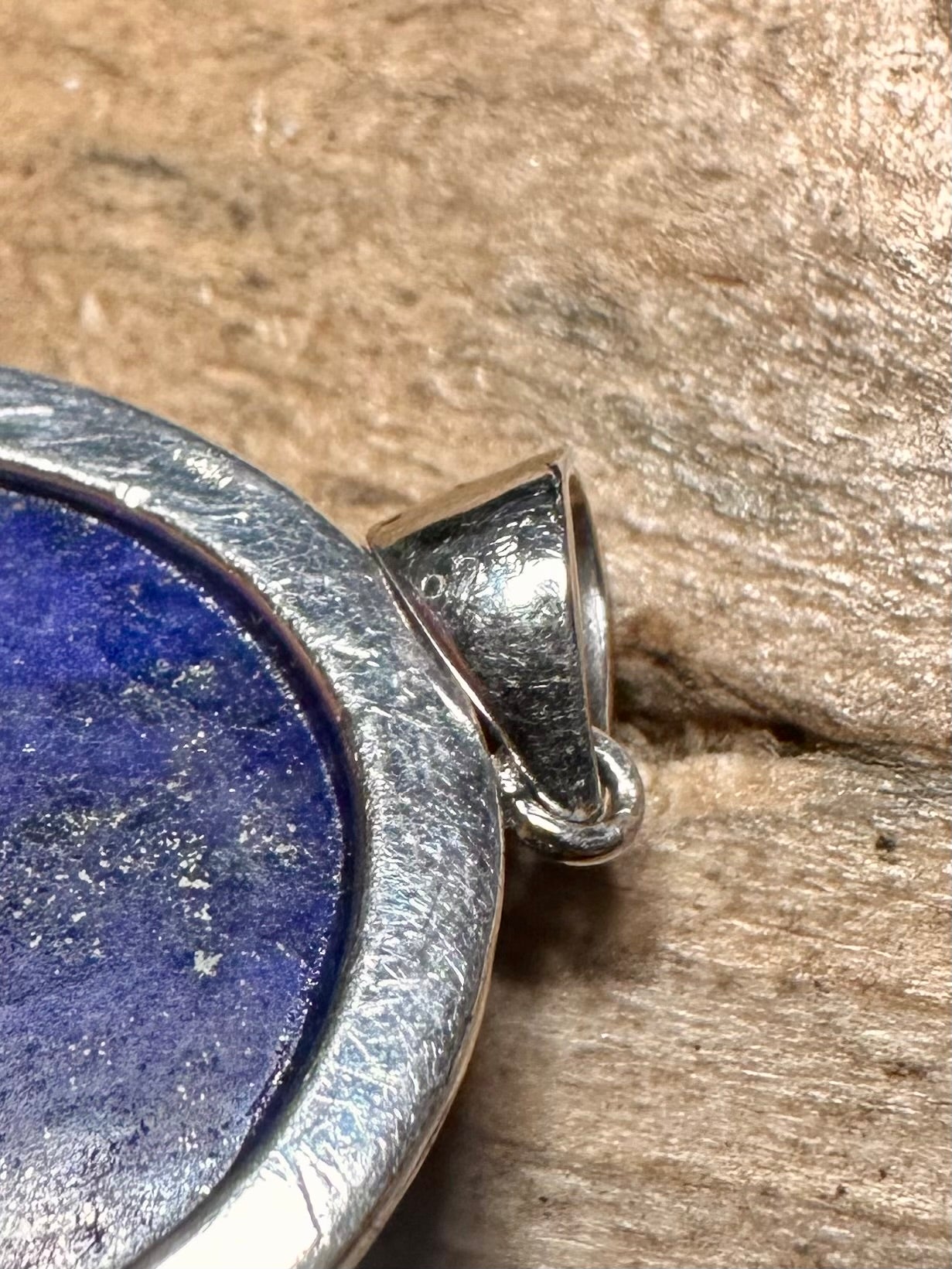 Vintage Oval Lapis 925 Silver Pendant