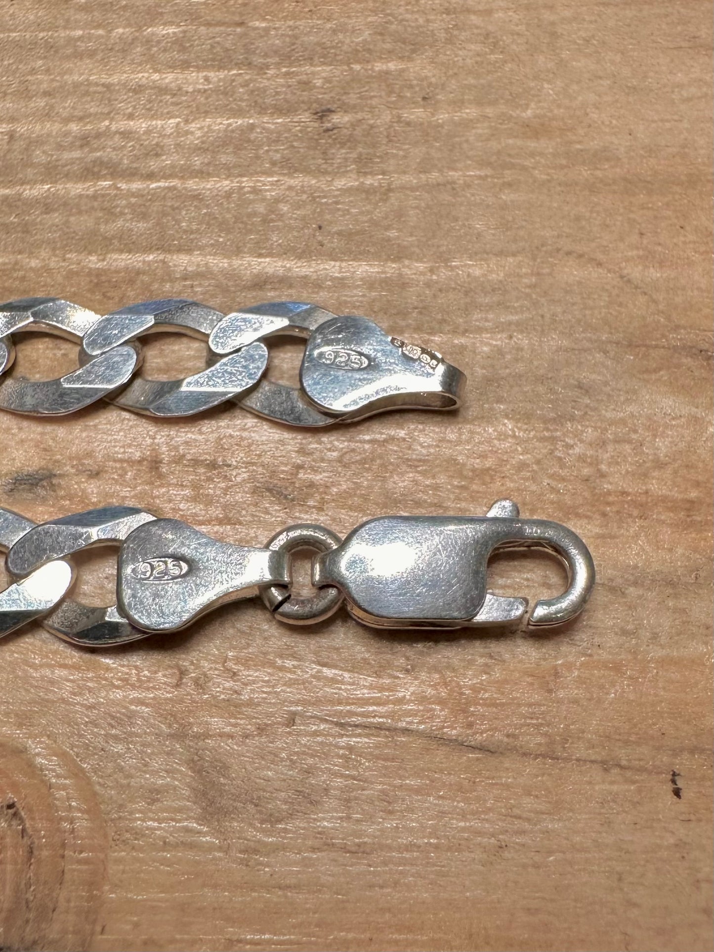 Vintage Identity Bar Curb Chain 925 Silver 8 inch Bracelet