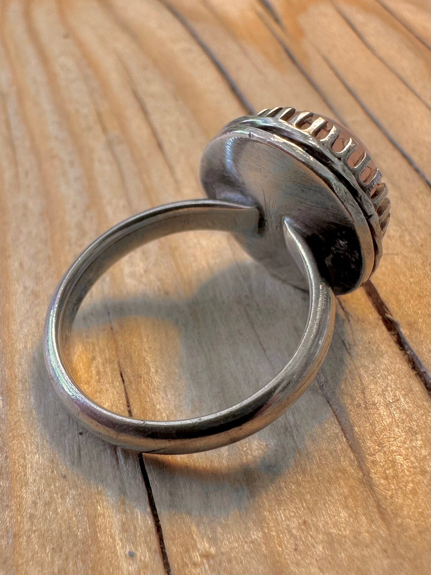 Vintage Rose Quarts 925 Silver Size O1/2 Ring