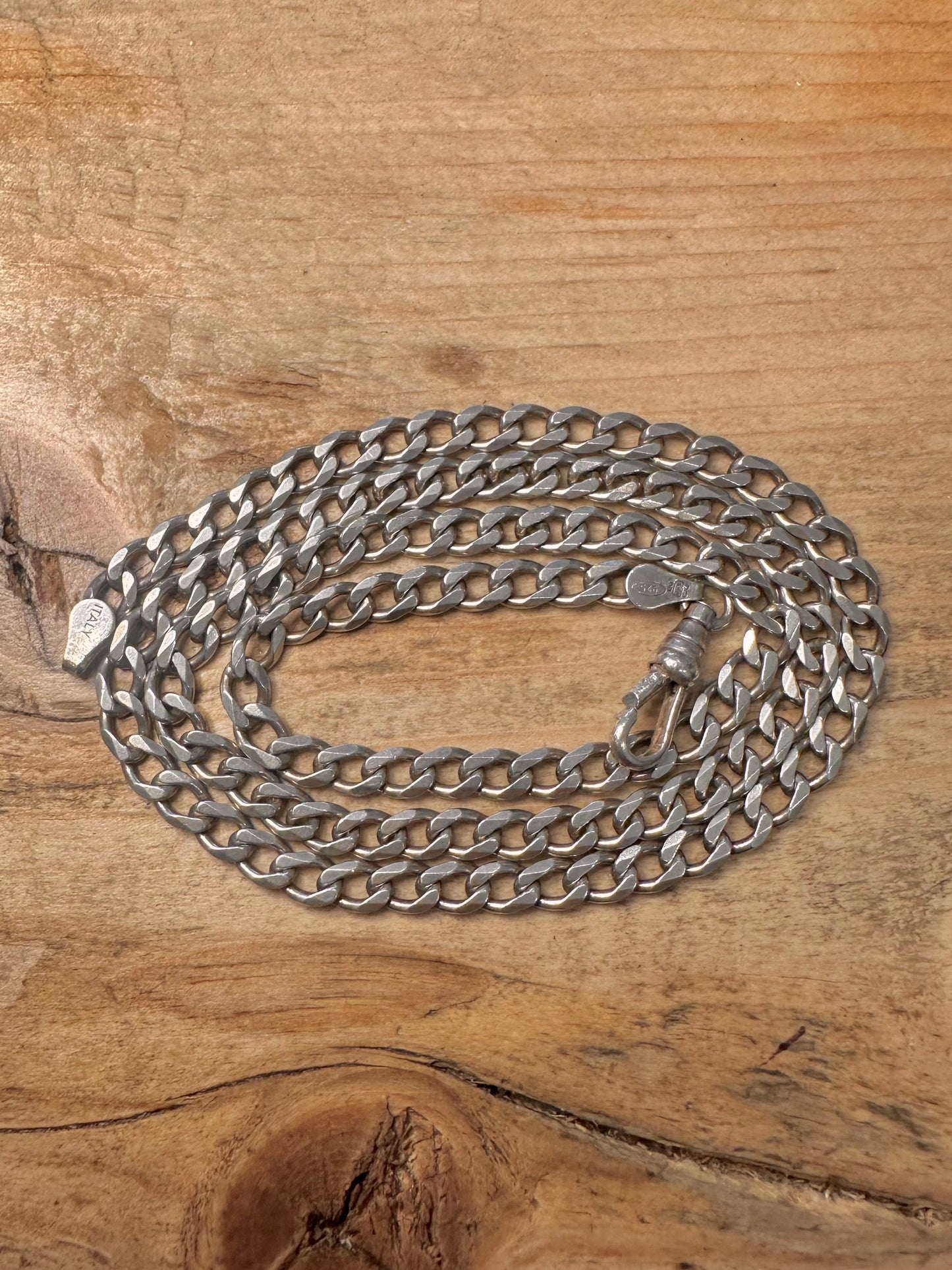 Vintage Curb Chain Italian Albert Clasp 925 Silver 20.5 inch Necklace