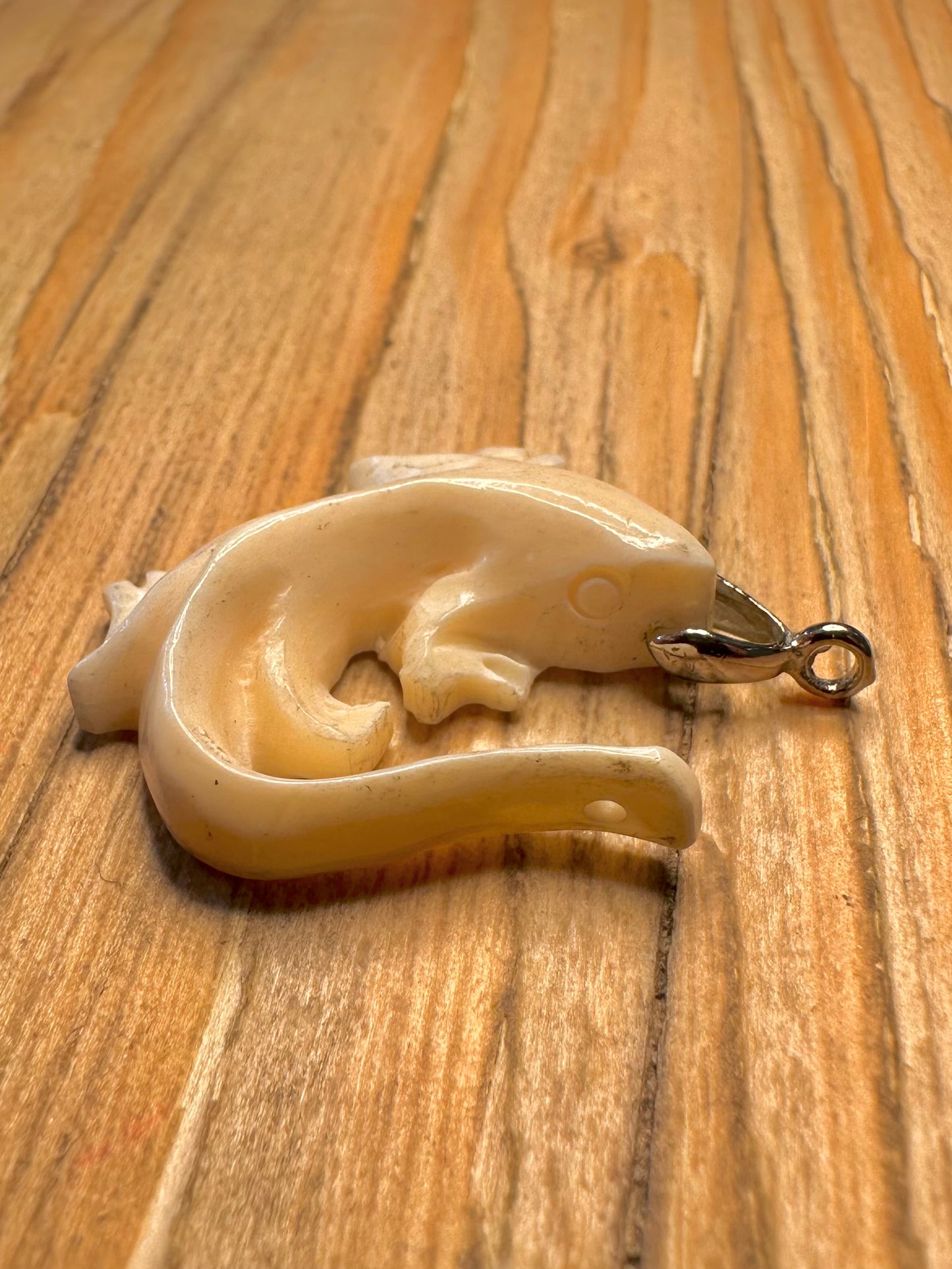 Vintage Bone Salamander 925 Sterling Silver Pendant