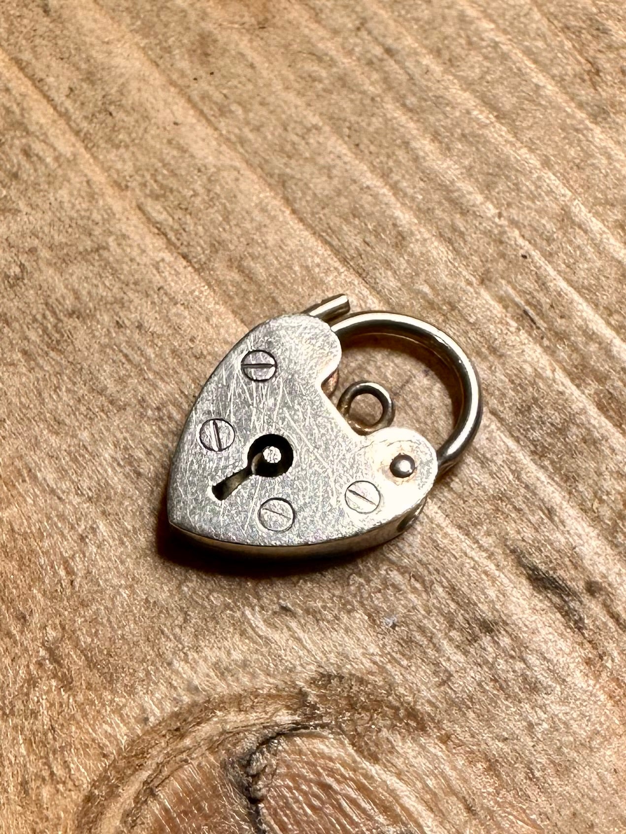 Vintage Heart Padlock 925 Silver Pendant