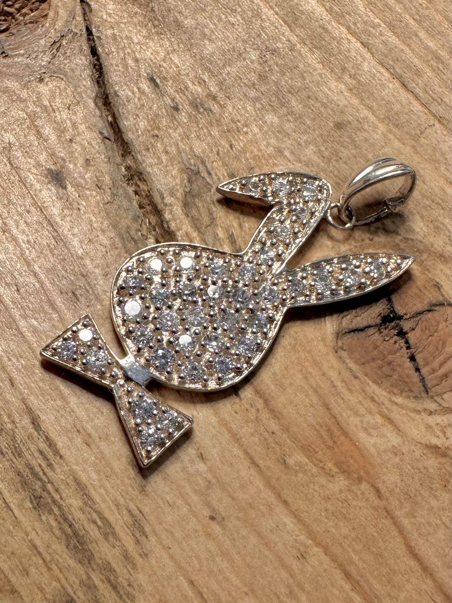 Modern Playboy CZ Stone 925 Silver Pendant