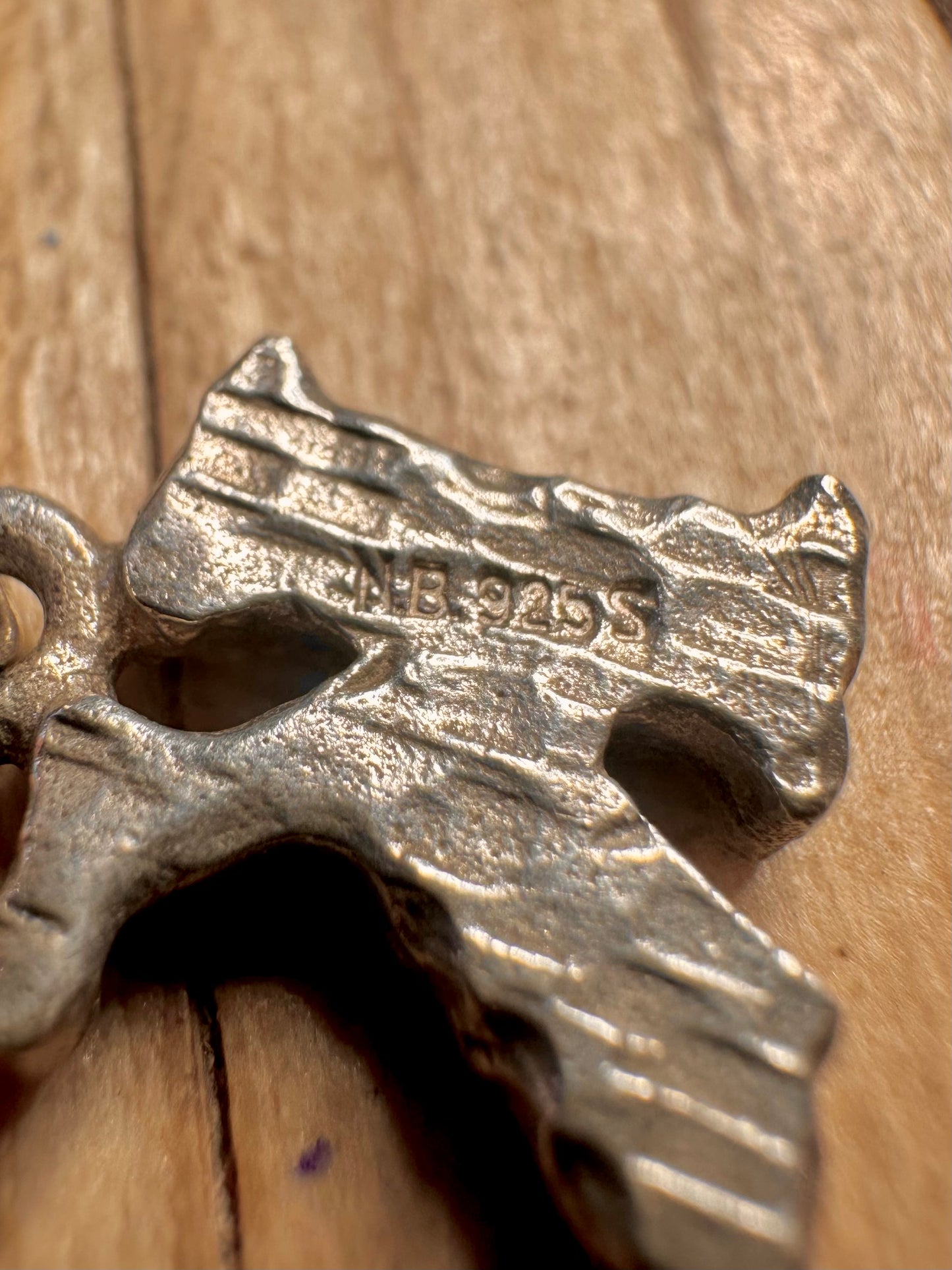 Vintage Letter K Textured Maker NB 925 Sterling Silver Pendant