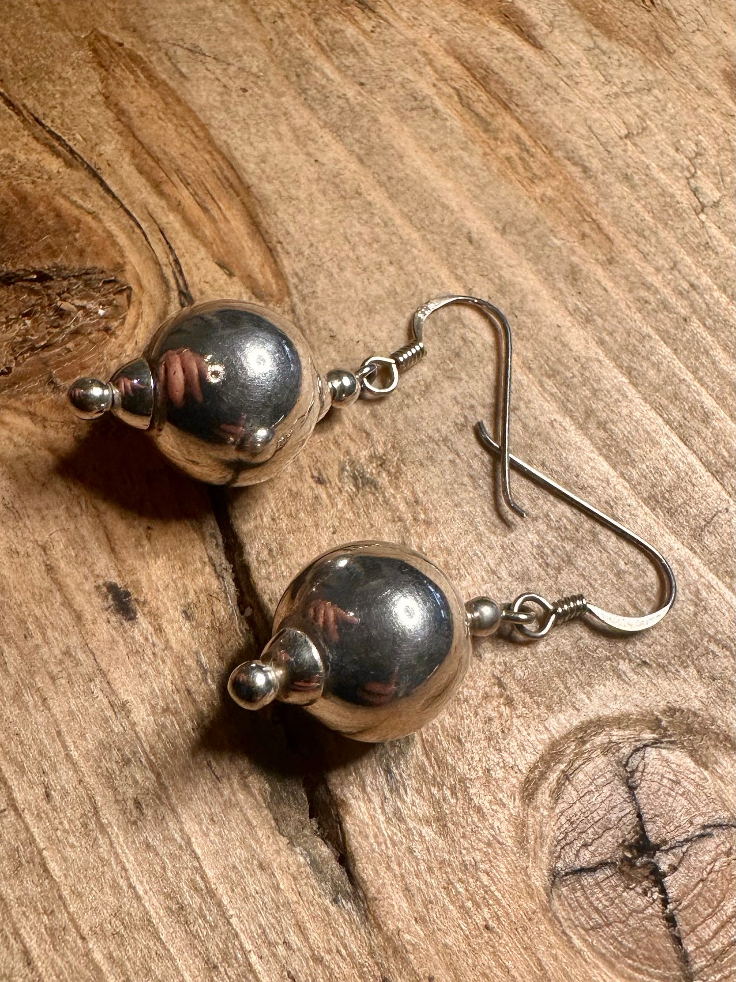 Vintage Ball Dangle 925 Silver Earrings