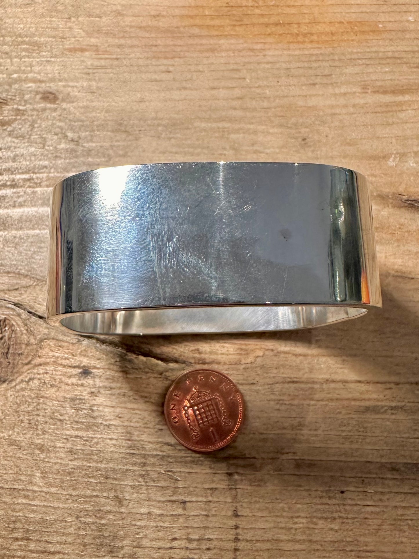 Vintage Plain Chunky 925 Silver Bangle