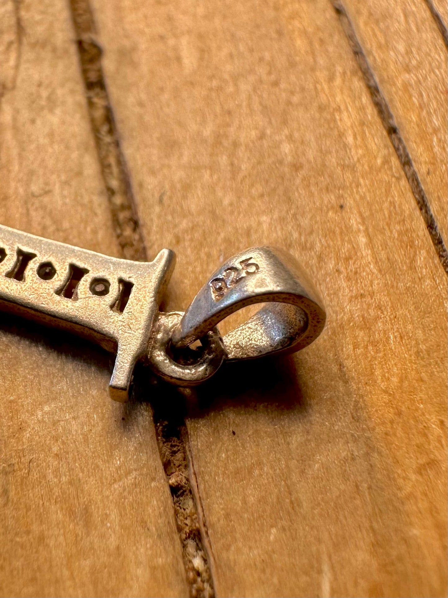 Vintage J Letter CZ Stone 925 Silver Pendant