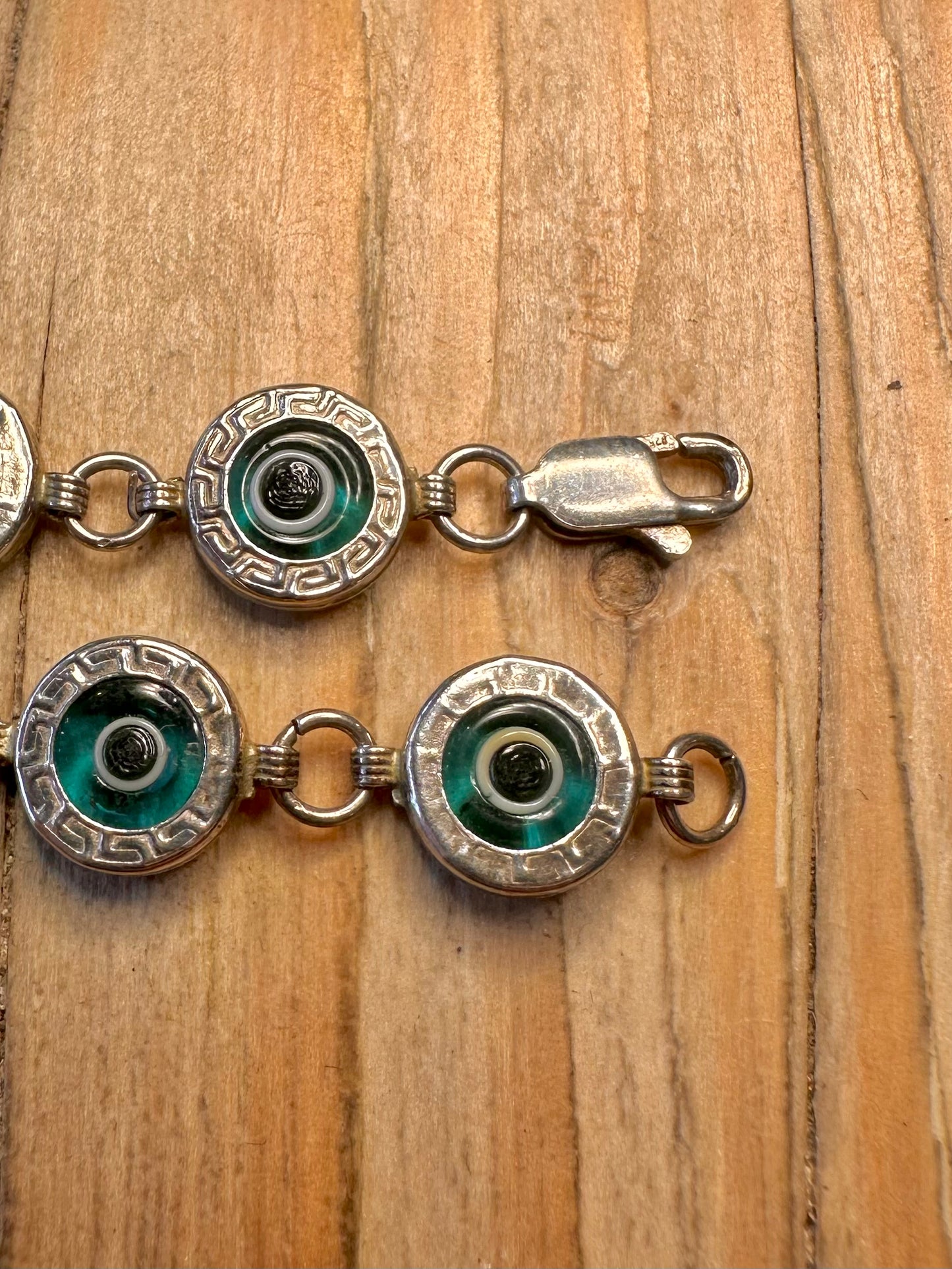 Vintage Evil Eye 925 Sterling Silver 7.8 inch Bracelet