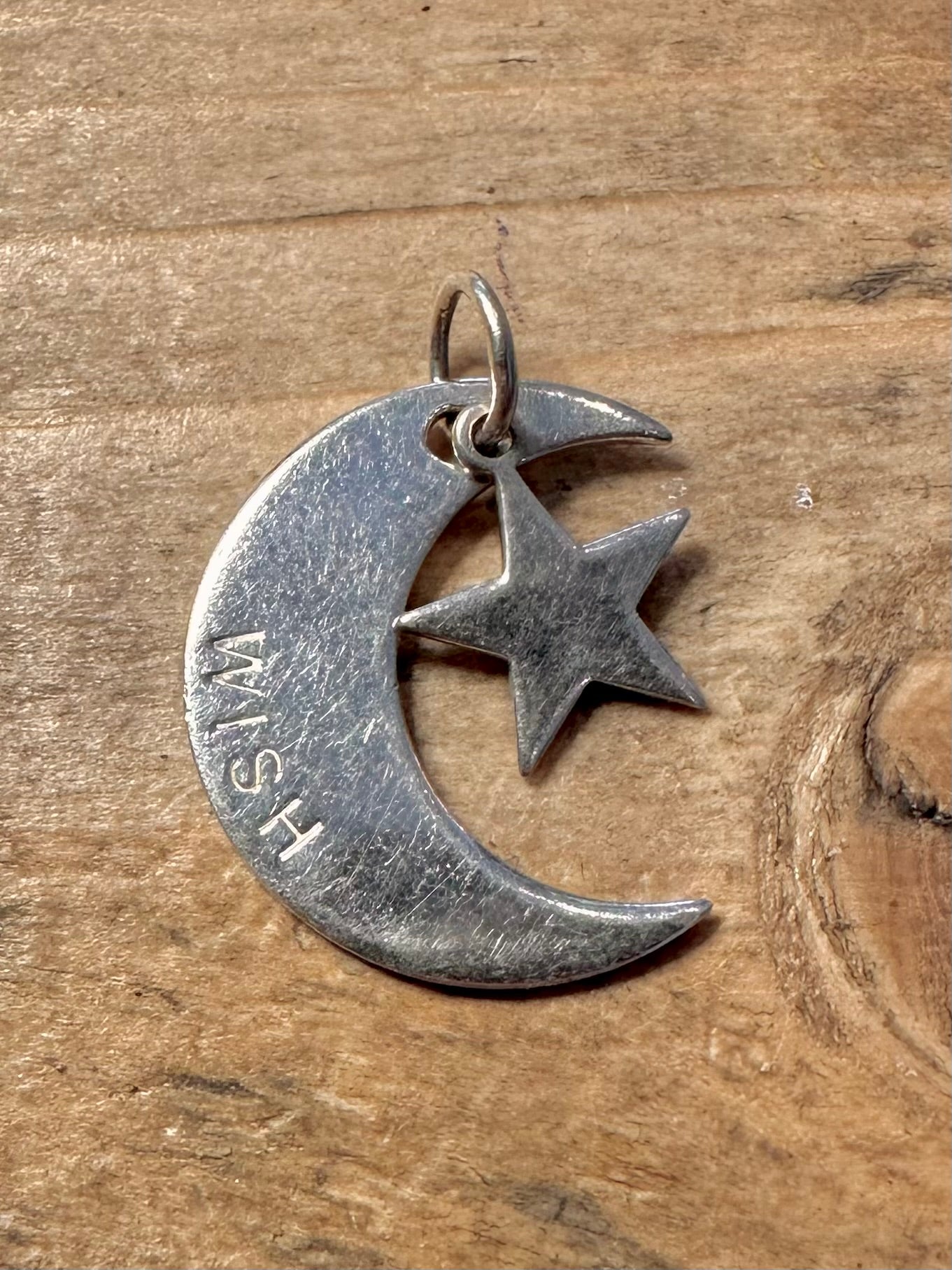 Modern Moon and Star 925 Silver Pendant