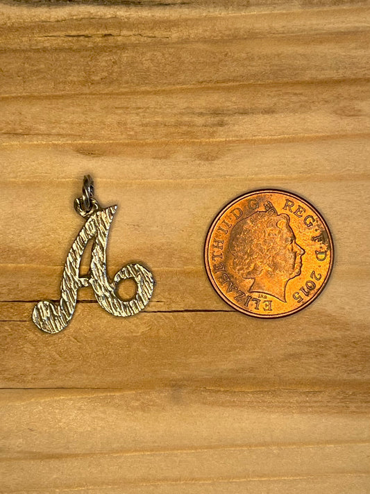 Italic Textured 1975 Letter A London 925 Sterling Silver Pendant