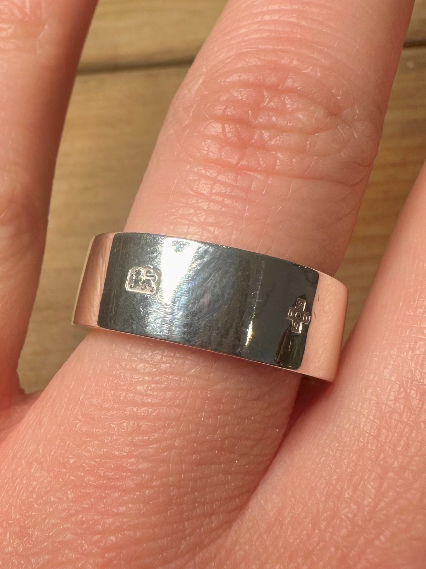 Modern 2000 Hallmarked Band 925 Silver Size T Ring