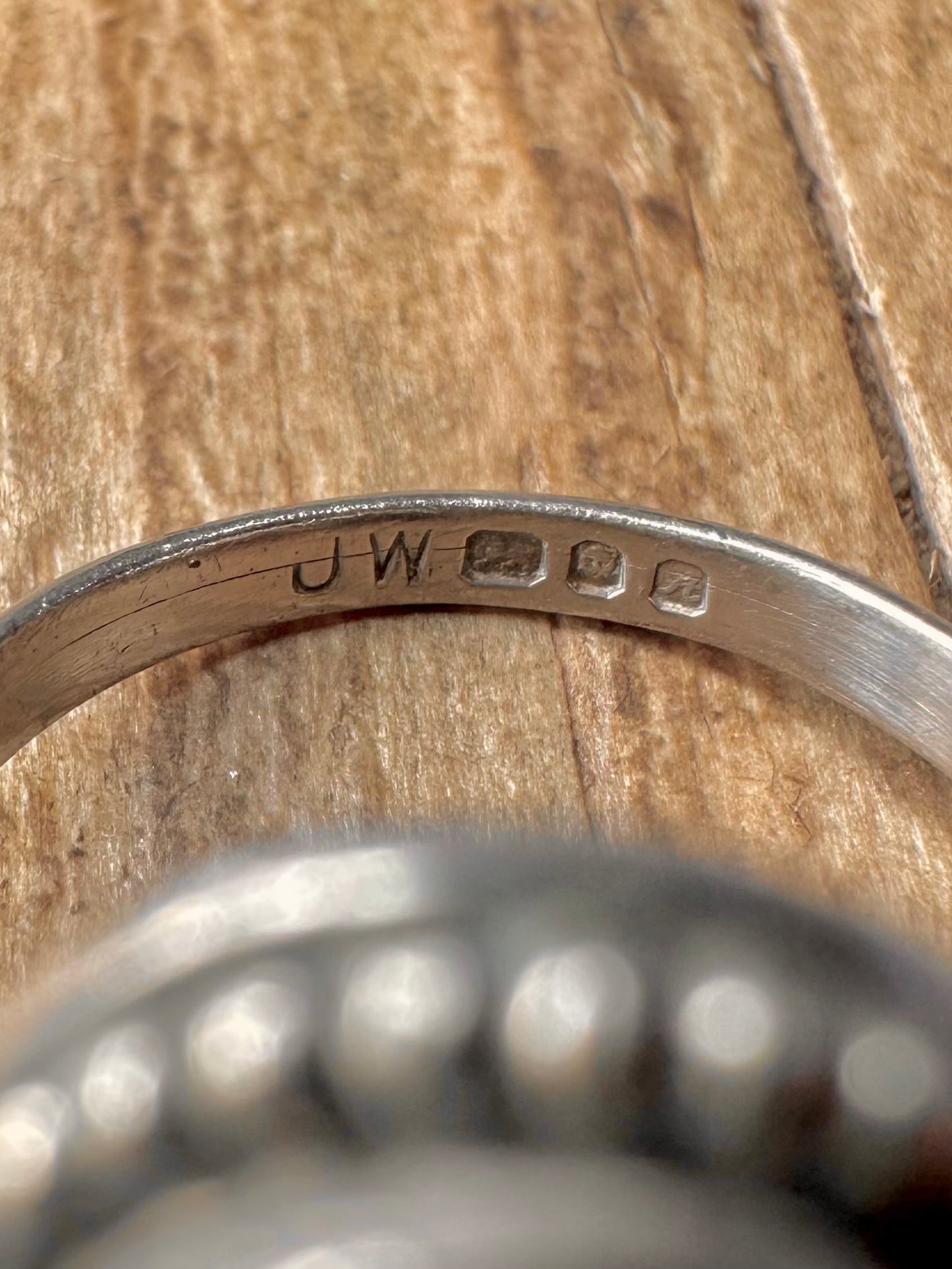 Vintage 1975 Blue Wedgwood Dancing Hours Goddess Motif 925 Sterling Silver Maker JW Size M Ring