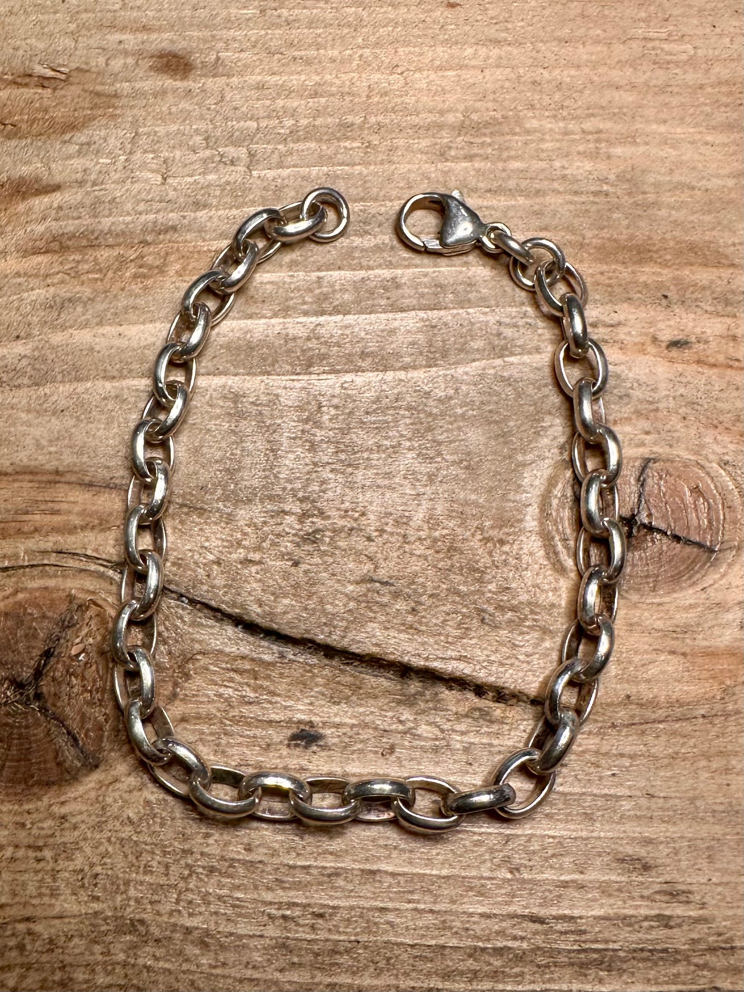 Vintage Belcher Chain 925 Silver 7.2 inch Bracelet
