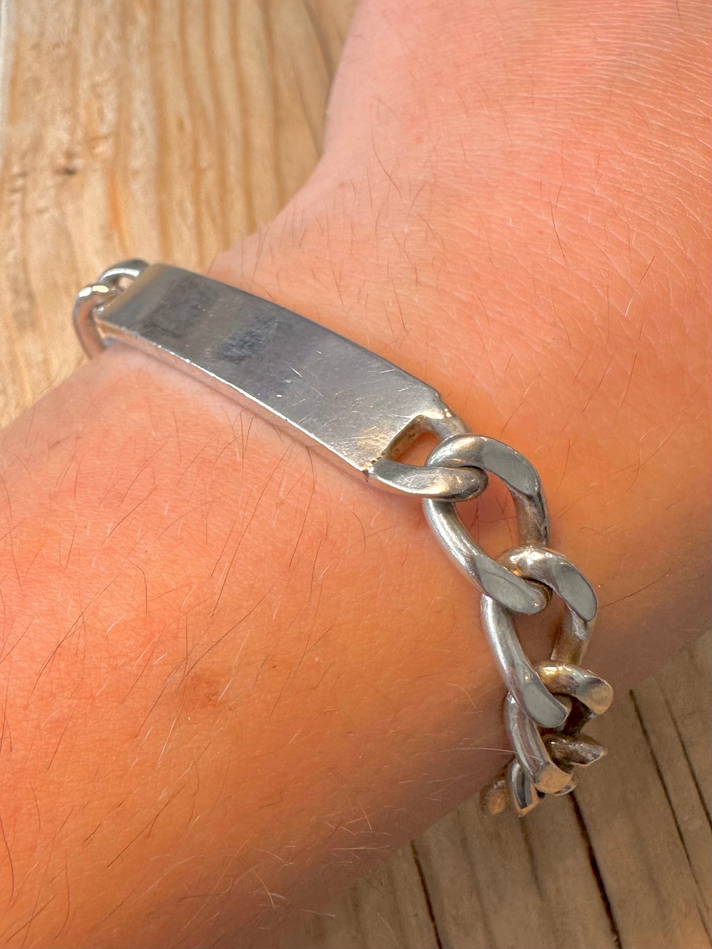 Vintage Identity Curb Chain 925 Silver 8.1 inch Bracelet