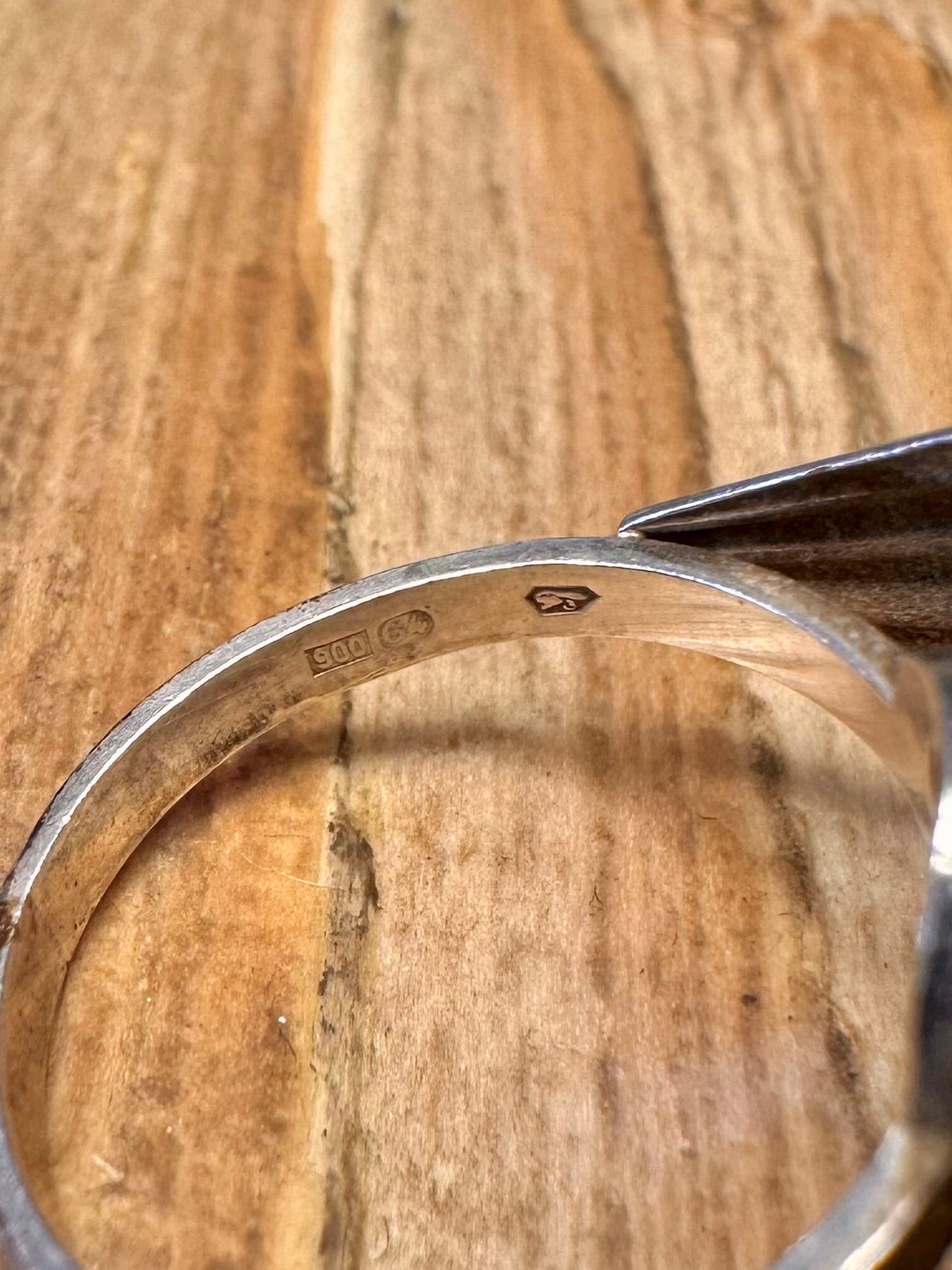 Abstract Modernist Czechoslovakia Disc 900 Silver Size L Ring