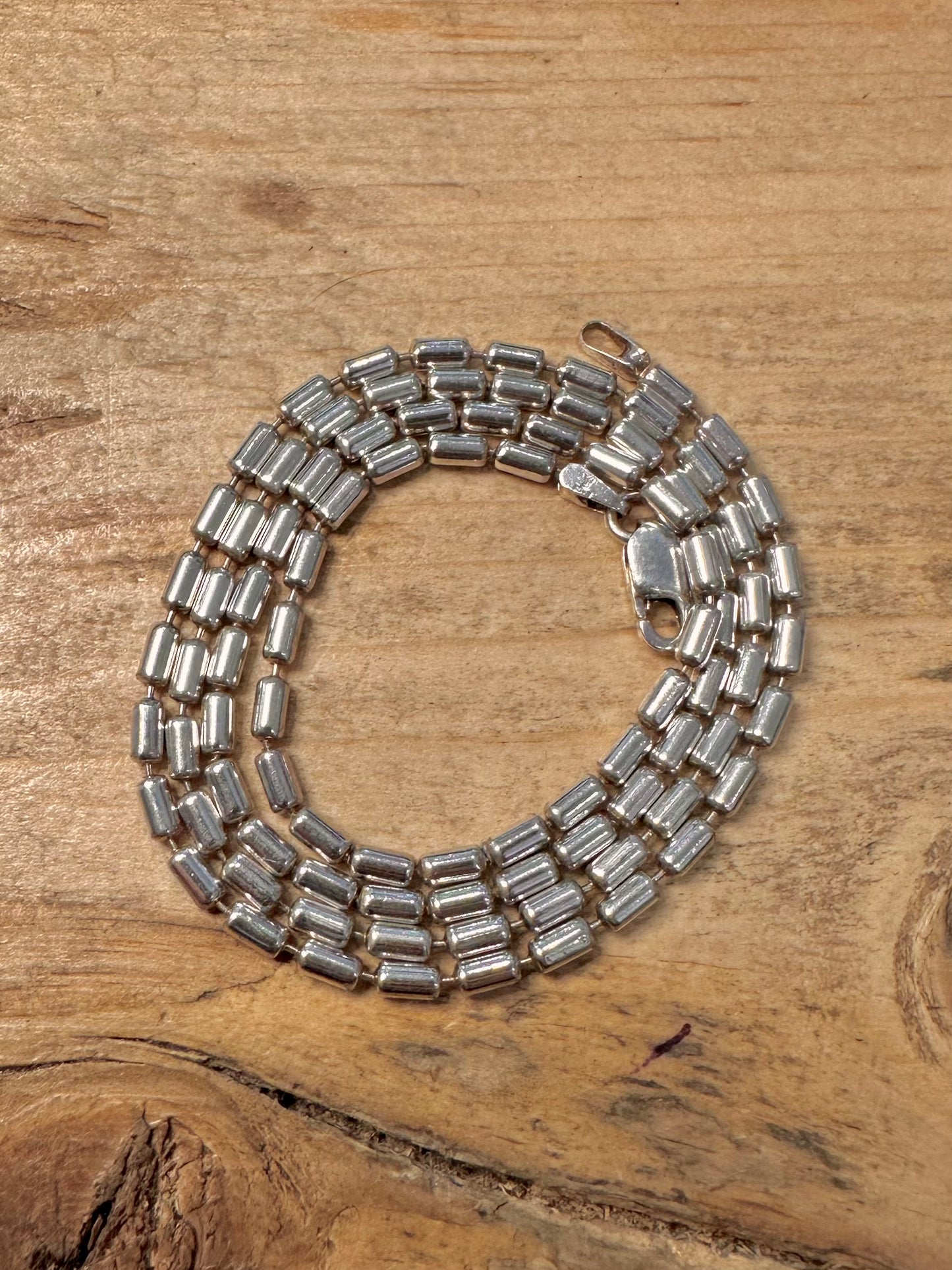 Abstract Small Bar Link Italy 925 Silver 20 inch Necklace