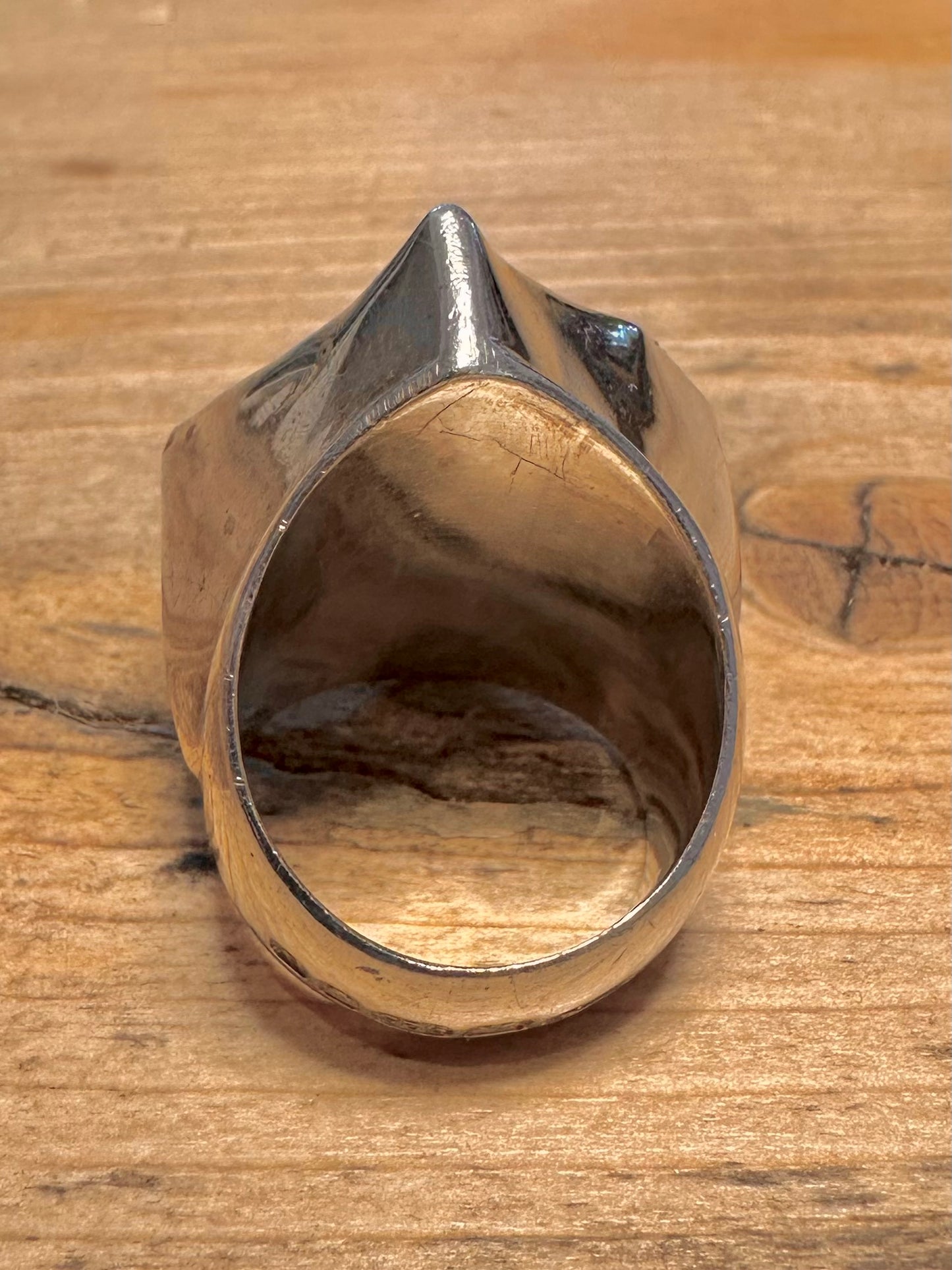 Modern 2004 Chunky Raw Amber 925 Silver Hallmarked Size P Ring