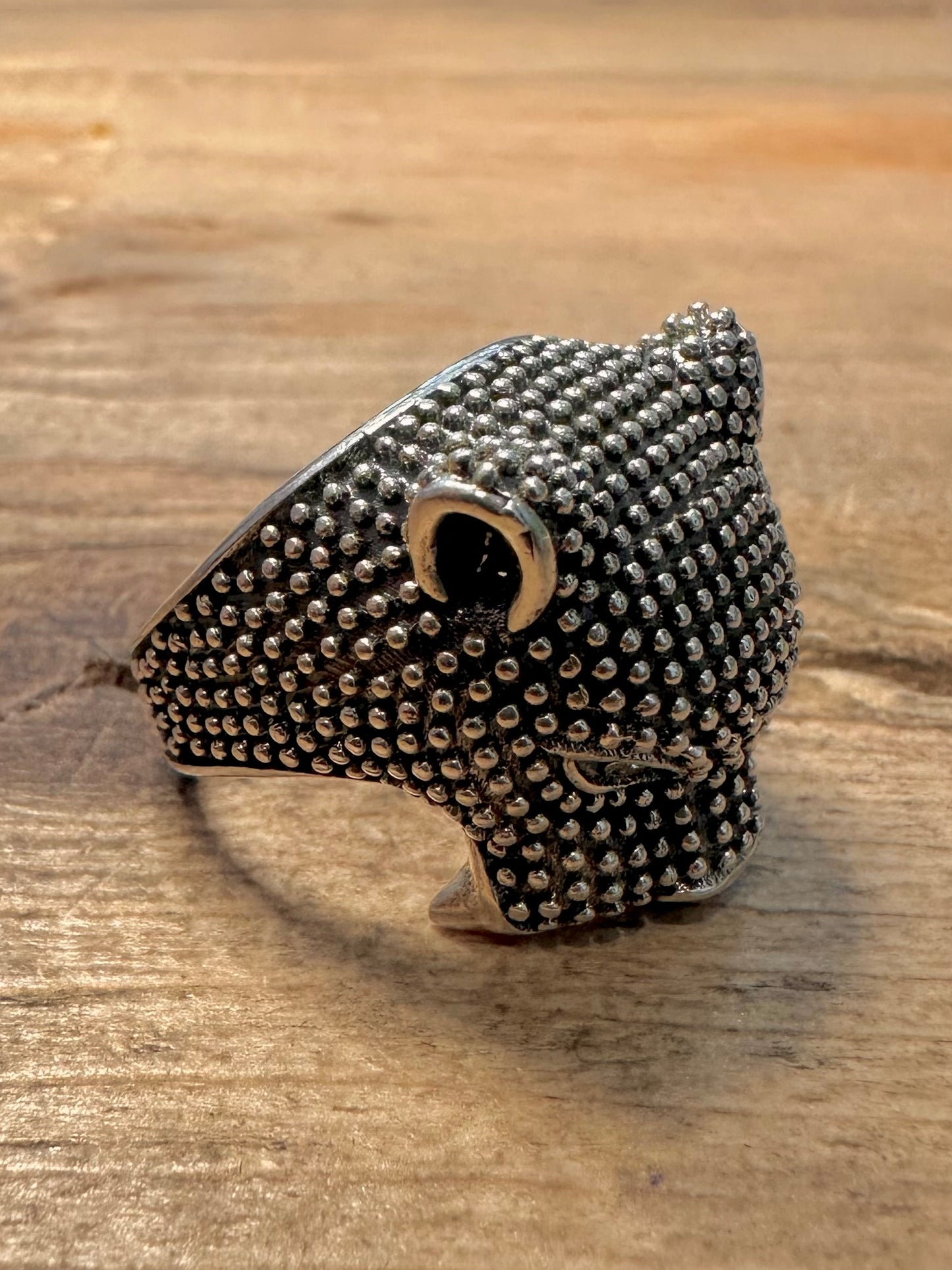Modernist Panther Head 925 Silver Size S Ring