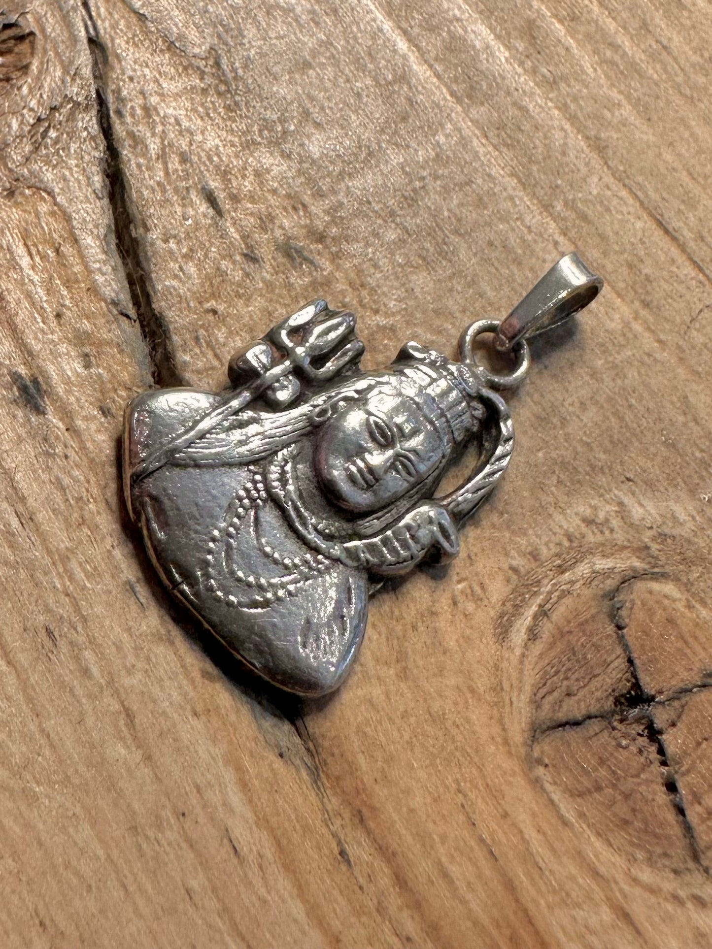 Vintage Shiva Hindu God 925 Silver Pendant