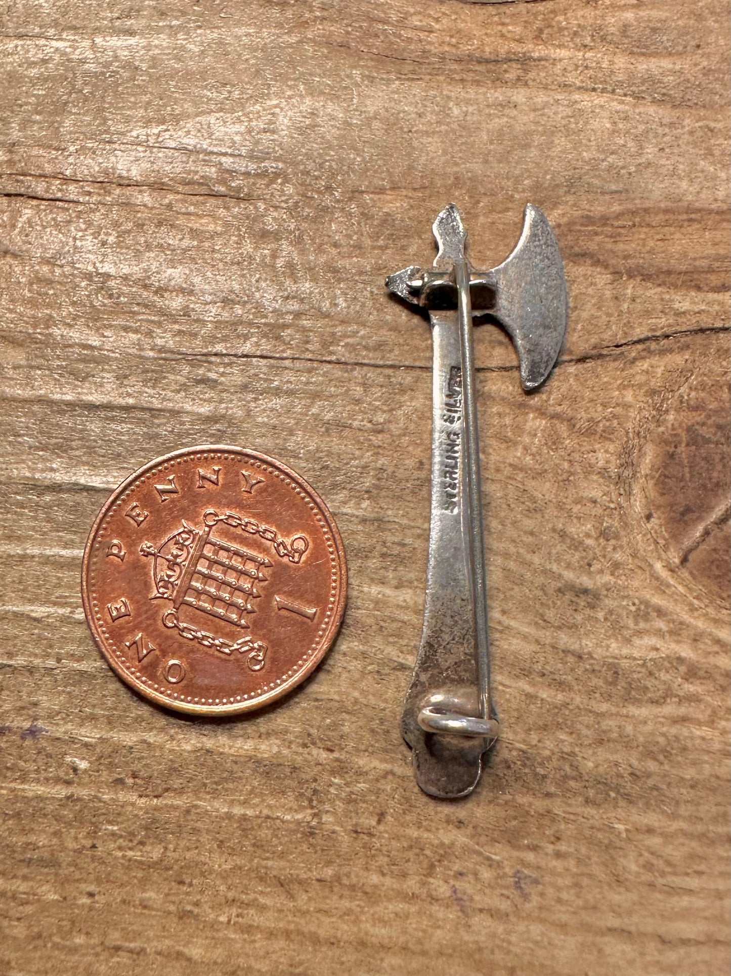 Vintage Nordic Axe 925 Sterling Silver Brooch