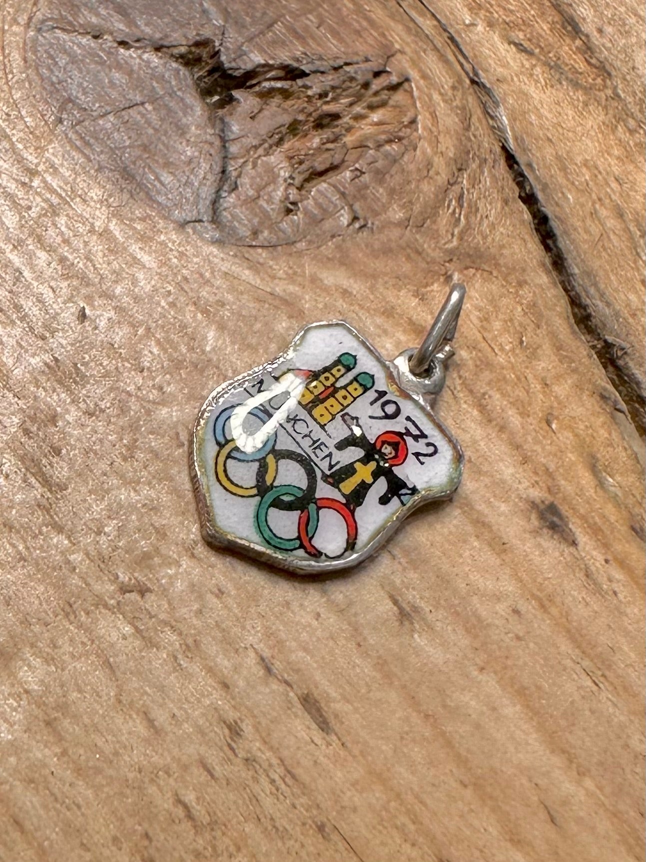 Vintage 1972 München Enamel Olympics Crest 800 Silver Pendant
