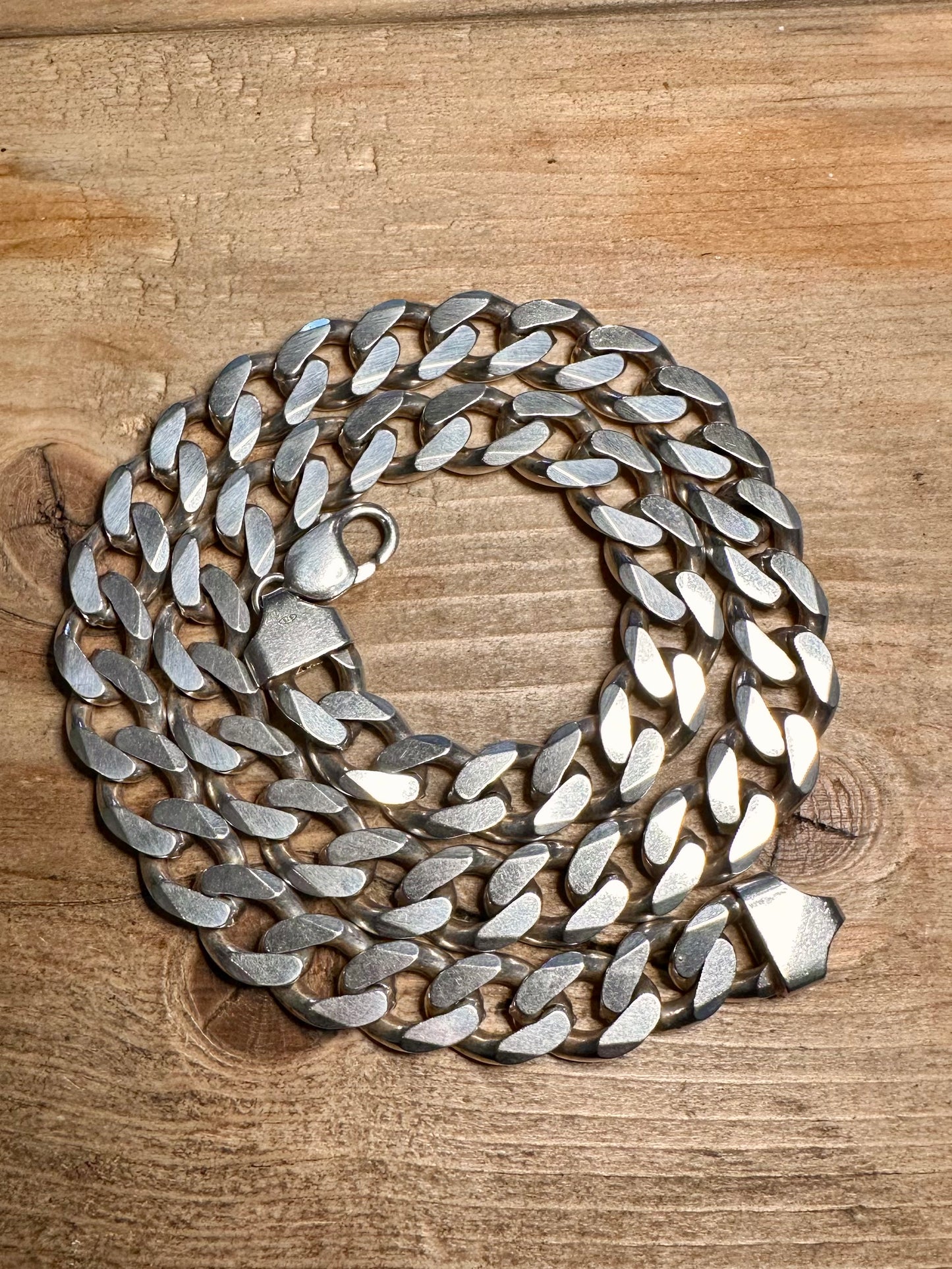 Vintage Chunky Heavy Curb Chain 925 Silver 21.5 inch Necklace
