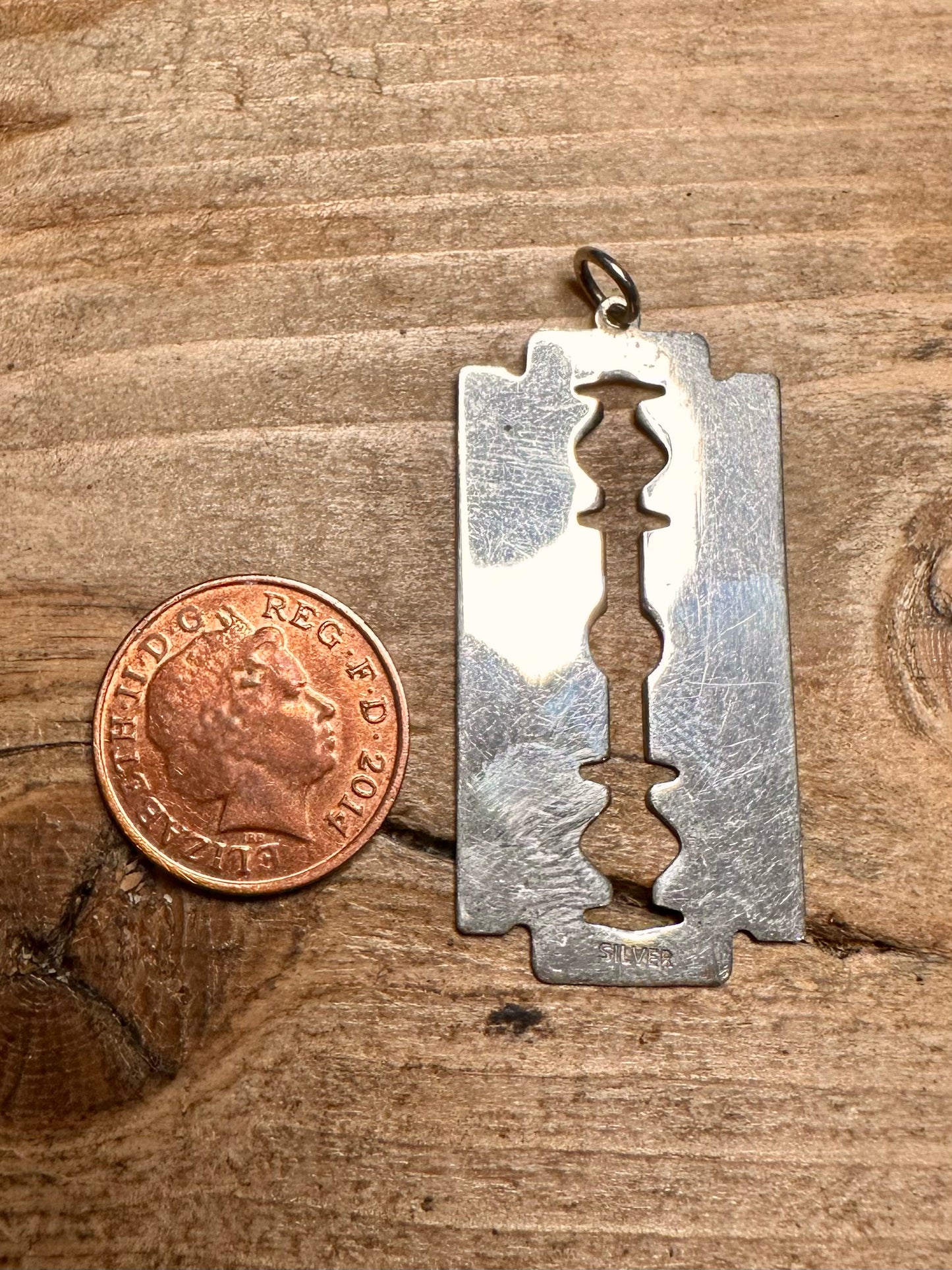 Vintage Razor Blade Blunt 925 Silver Pendant