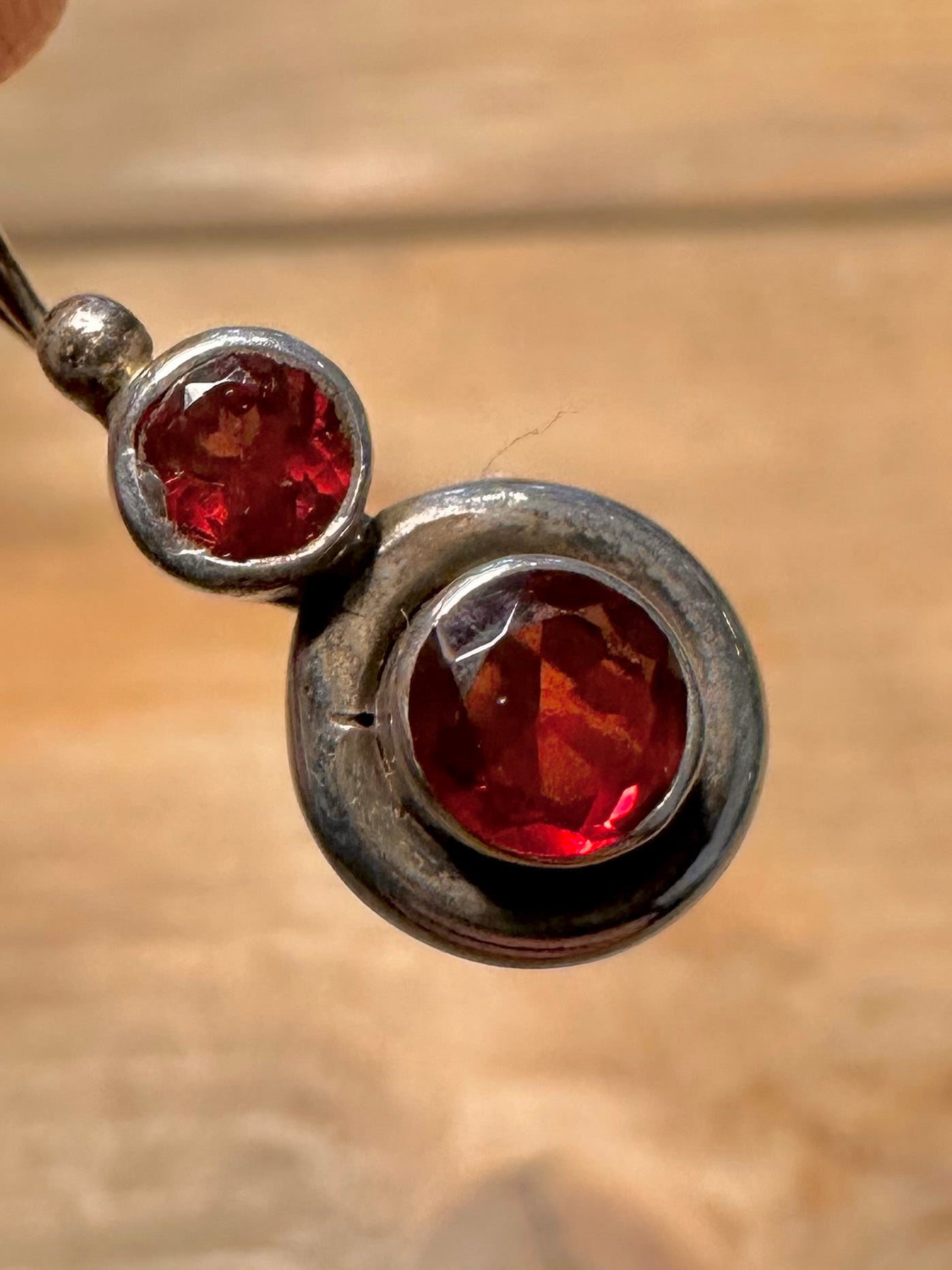 Vintage Garnet Ornate 925 Silver Earrings