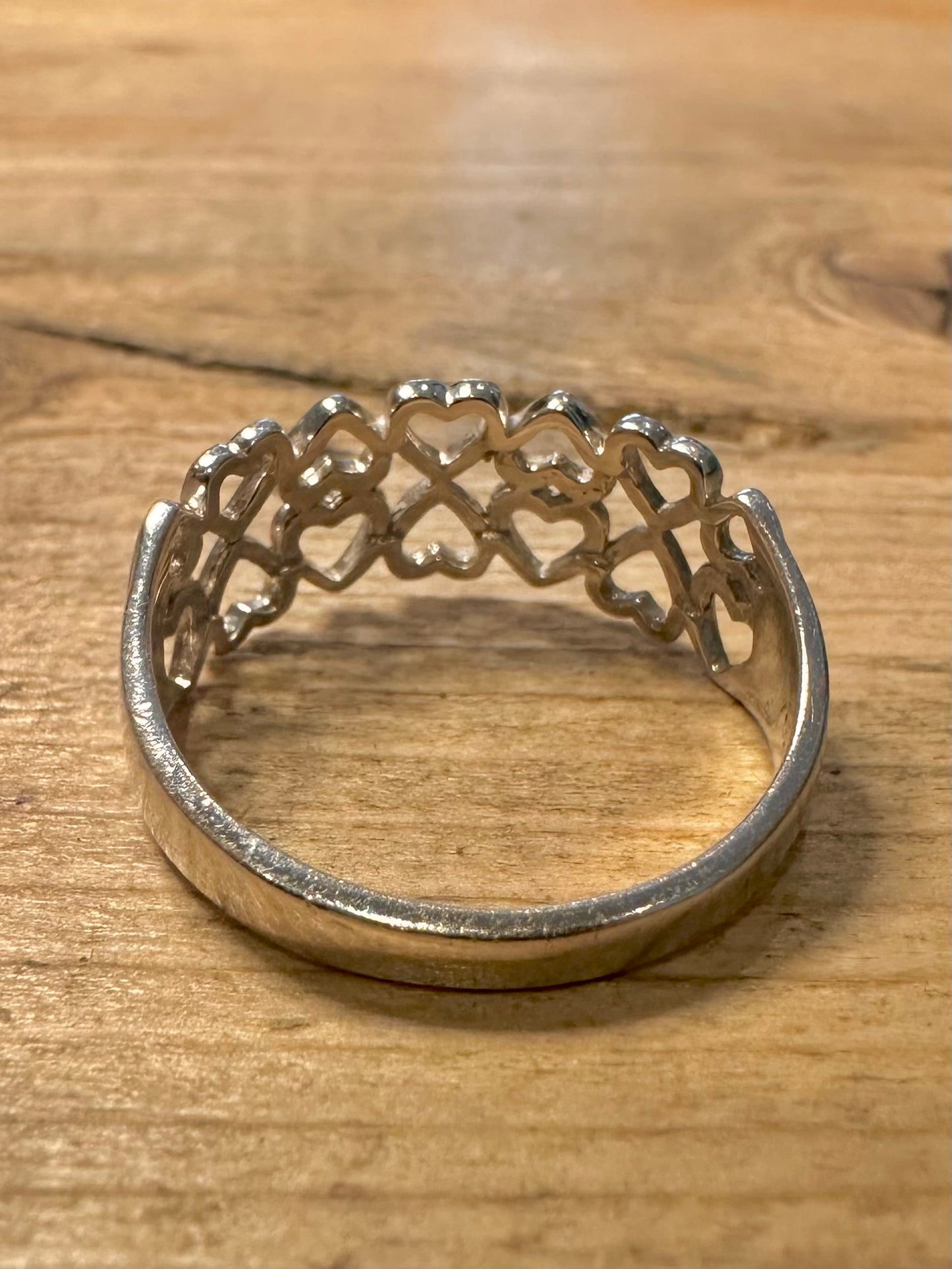 Modernist Hearts 925 Silver Size T Ring