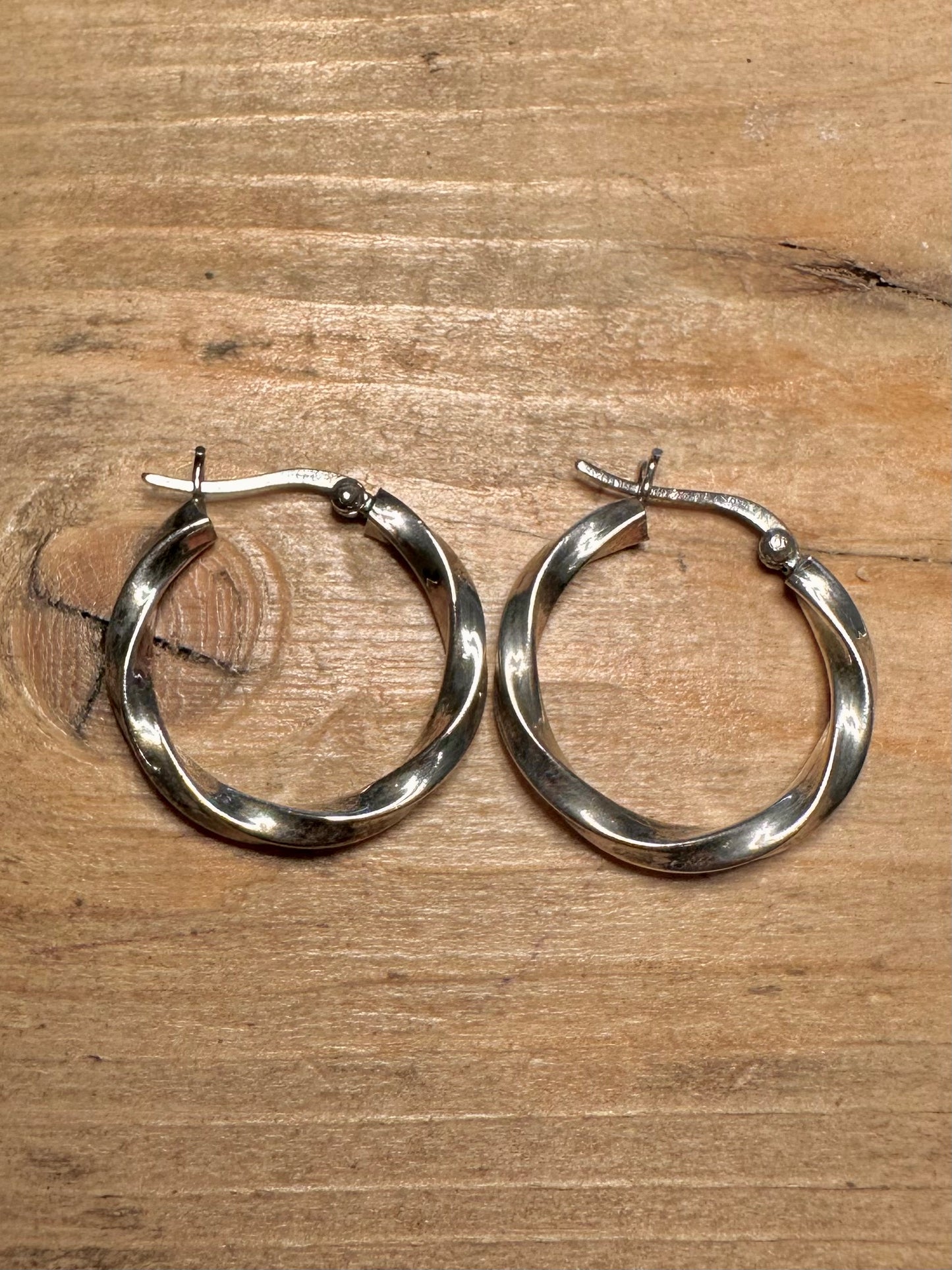 Vintage Twisted Hoops 925 Silver Earrings