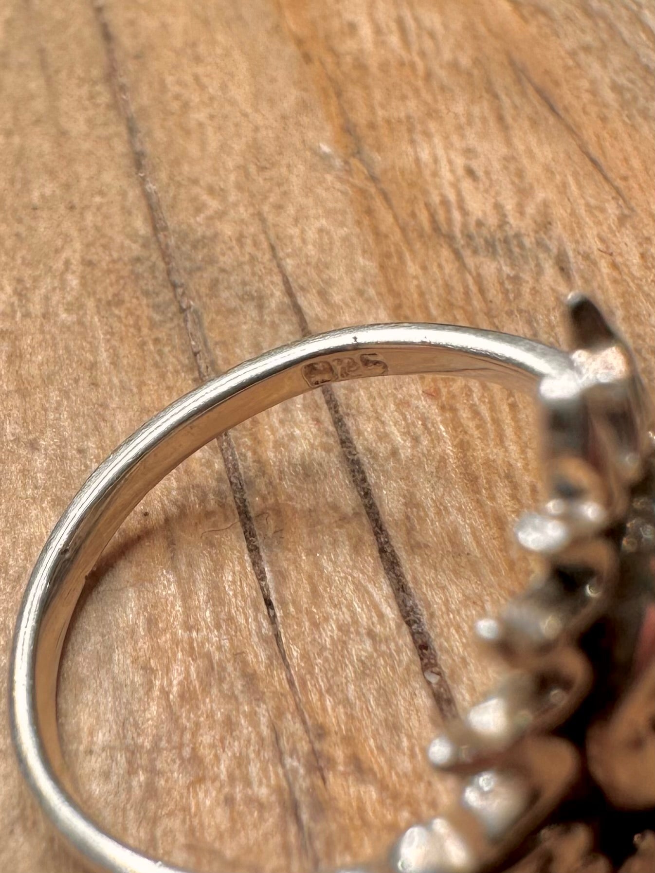 Vintage Sun Face 935 Sterling Silver Size N Ring