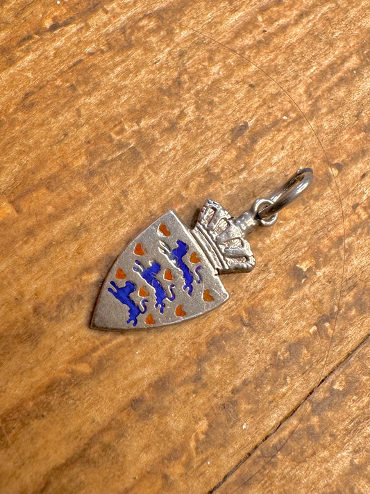 Danish Coat of Arms Shield Crest 900 Silver Charm Pendant