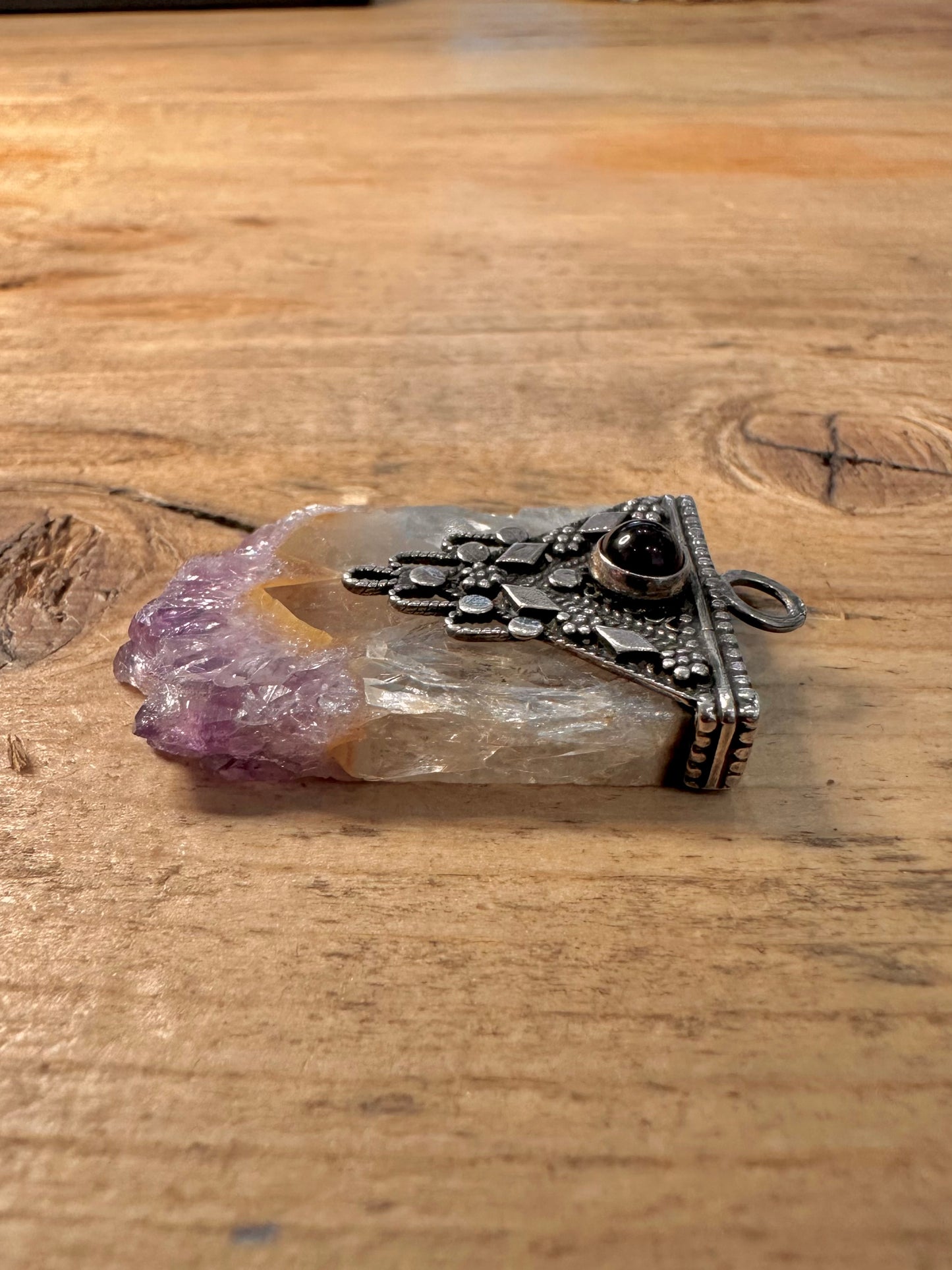 Vintage Natural Amethyst 925 Silver Pendant