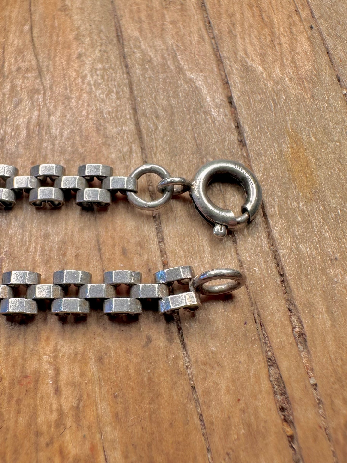 Vintage 1981 Identitätsbalken Einzigartige Kette 925 Sterlingsilber 7,5 Zoll Armband