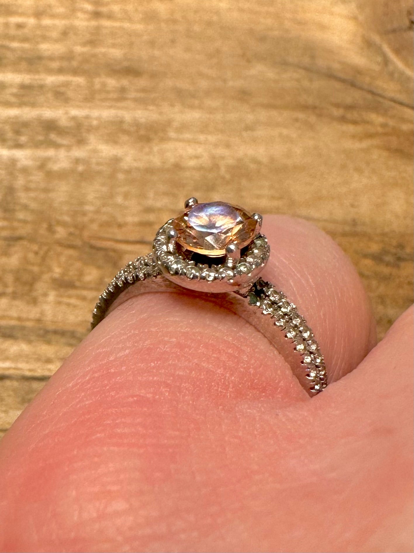 Modern Citrine and CZ 925 Silver Size N1/2 Ring