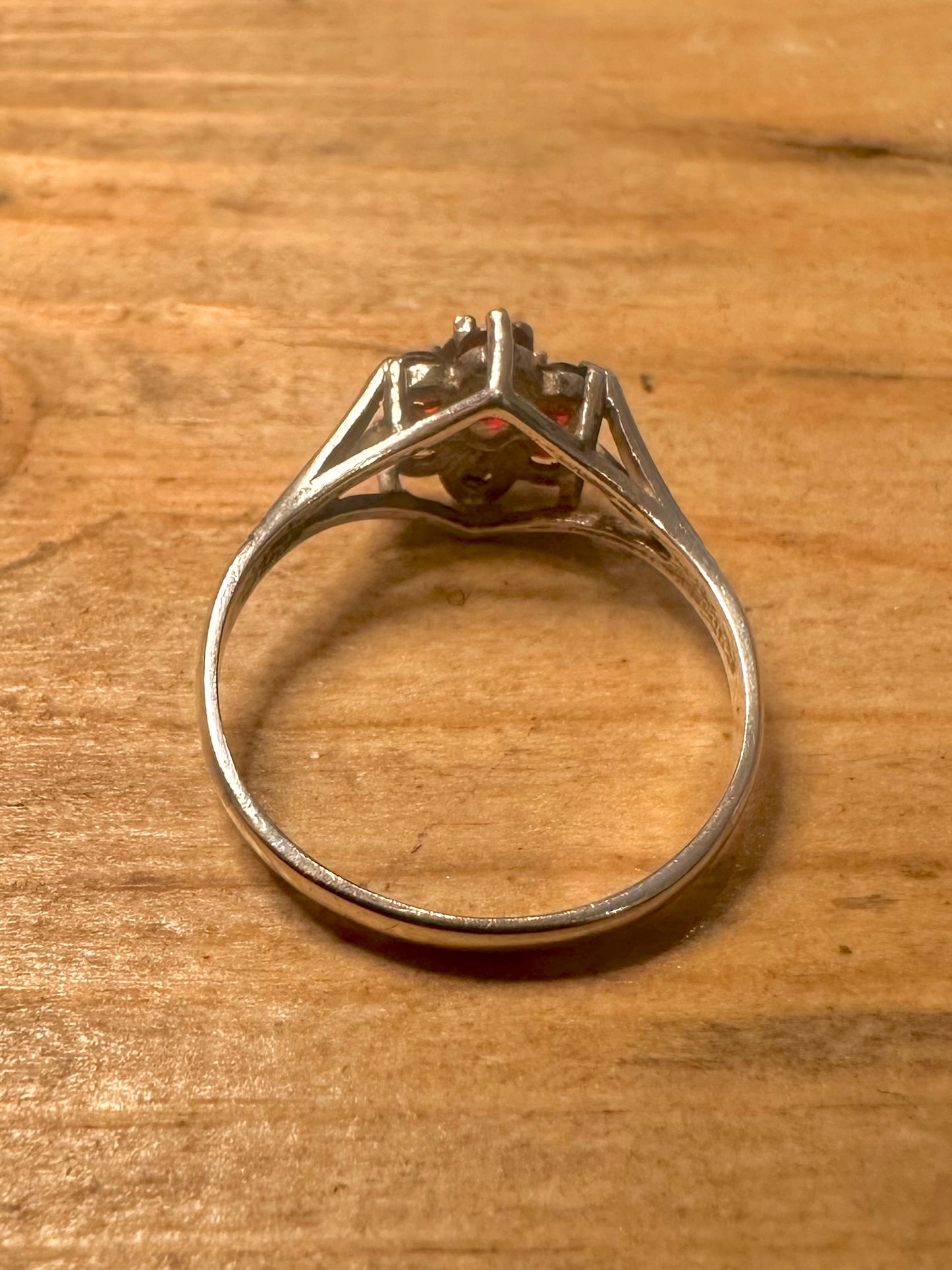 Vintage Garnet Cluster 925 Silver Size P Ring